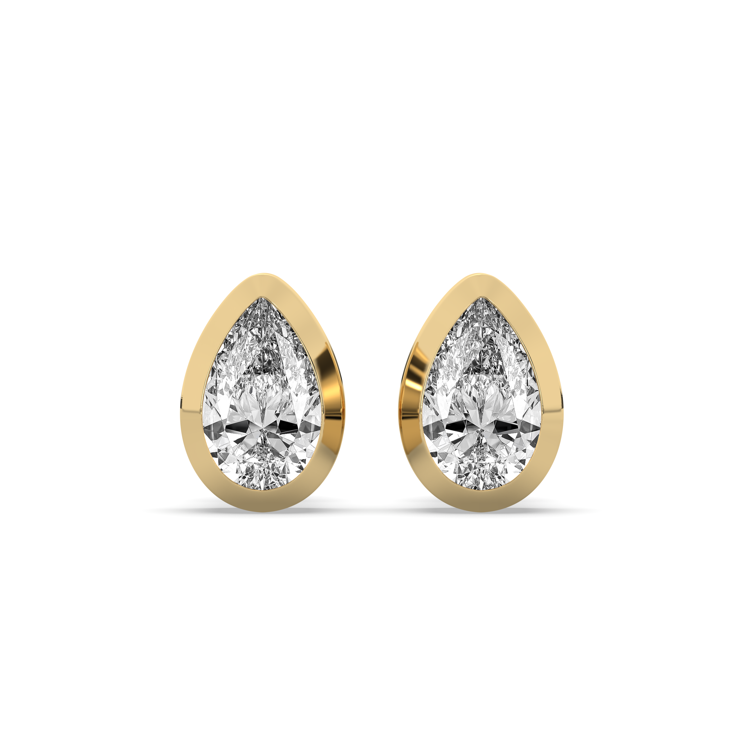 Pear Diamond Bezel Stud Earrings