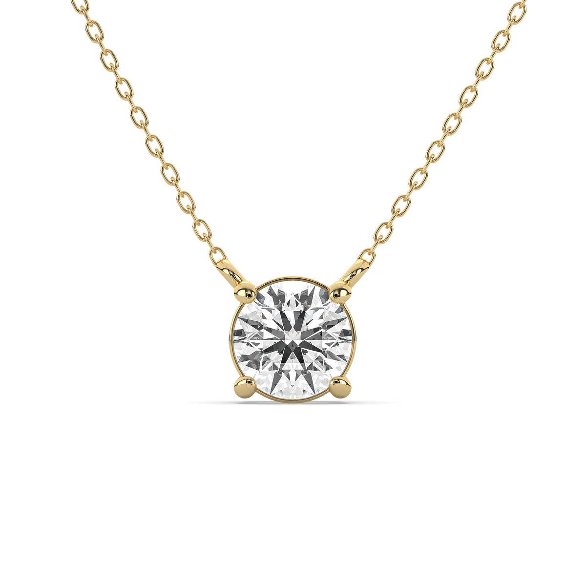 Round lab-grown diamond pendant in 14k gold with an open four-prong setting