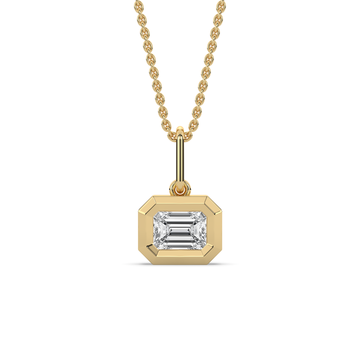 The Bezel East-West Emerald-Cut Diamond Charm
