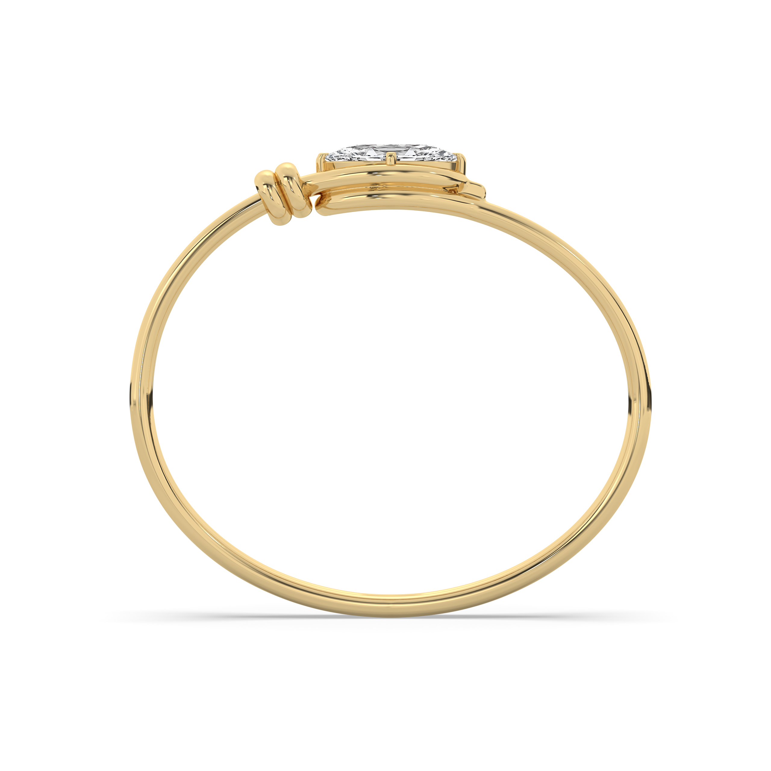 Pear-shaped lab-grown diamond stud earring in 14k yellow gold with a bezel setting