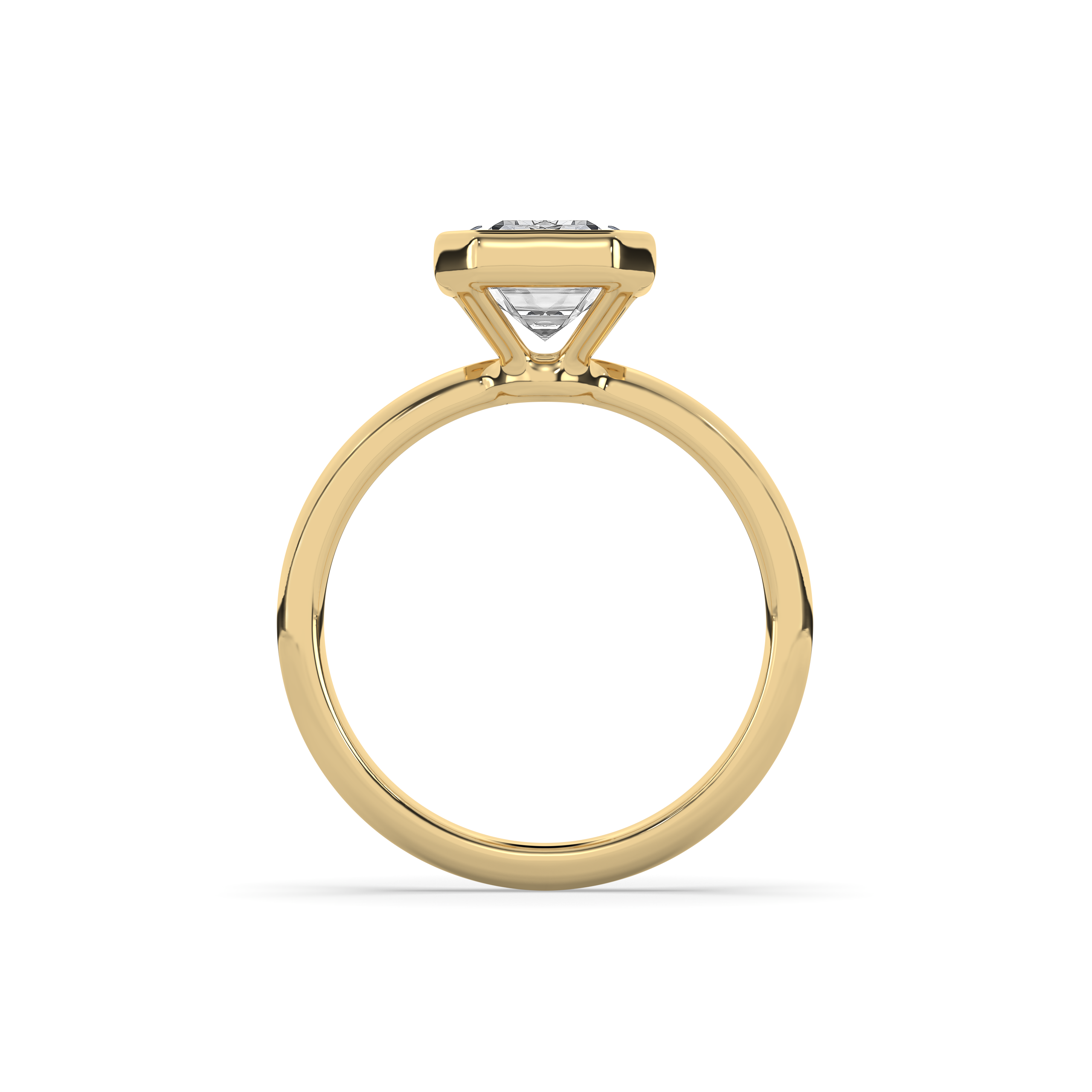 Bezel Emerald Diamond Solitaire Ring