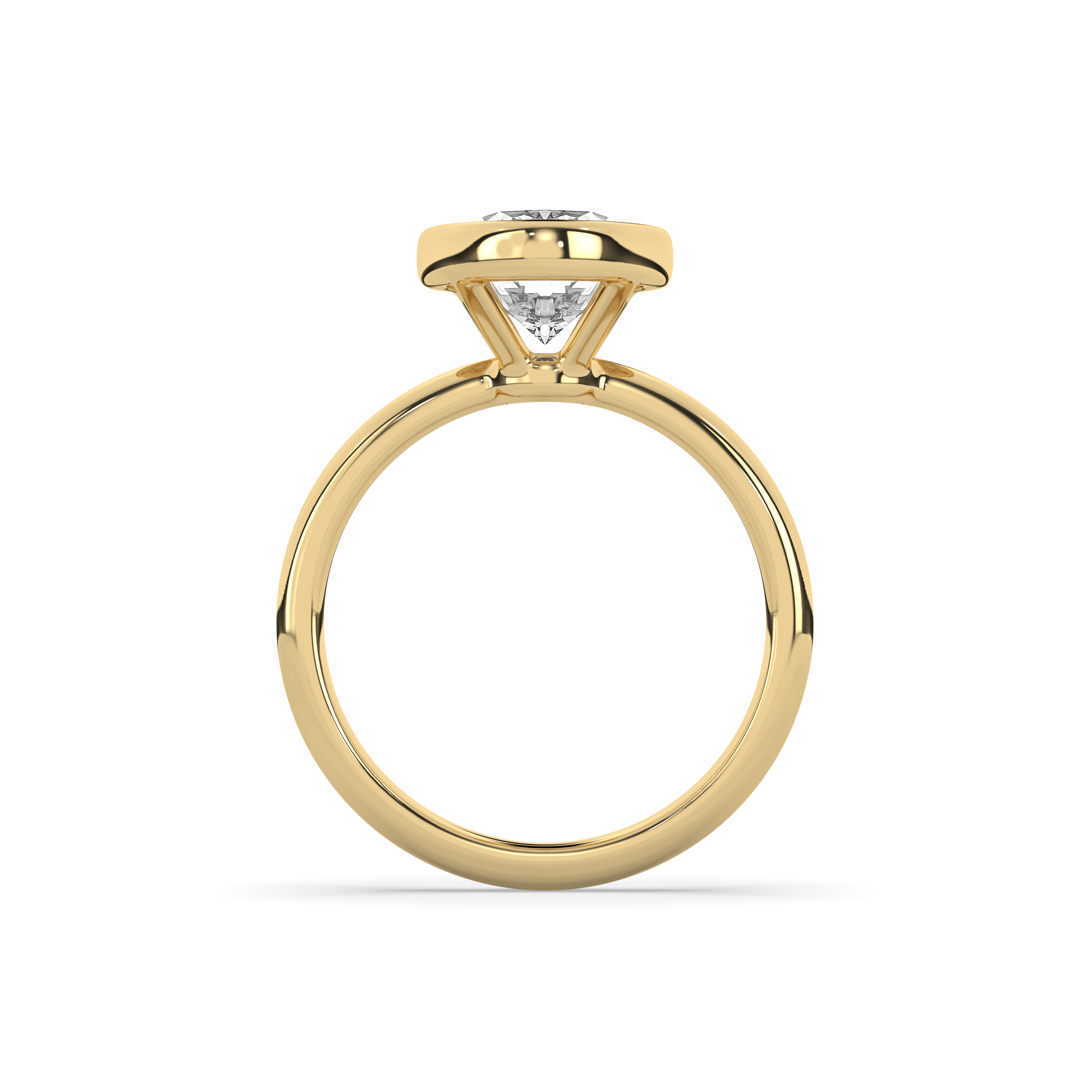 product image of ALVA Bezel Oval Diamond Solitaire Ring in yellow gold in a white background