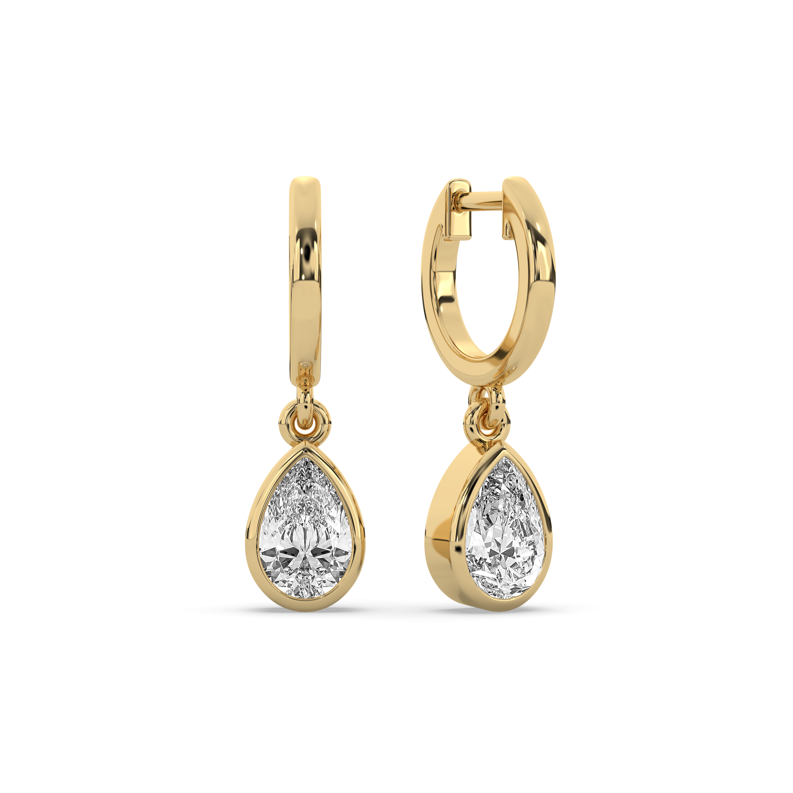 Bezel Pear Drop Huggie Earrings