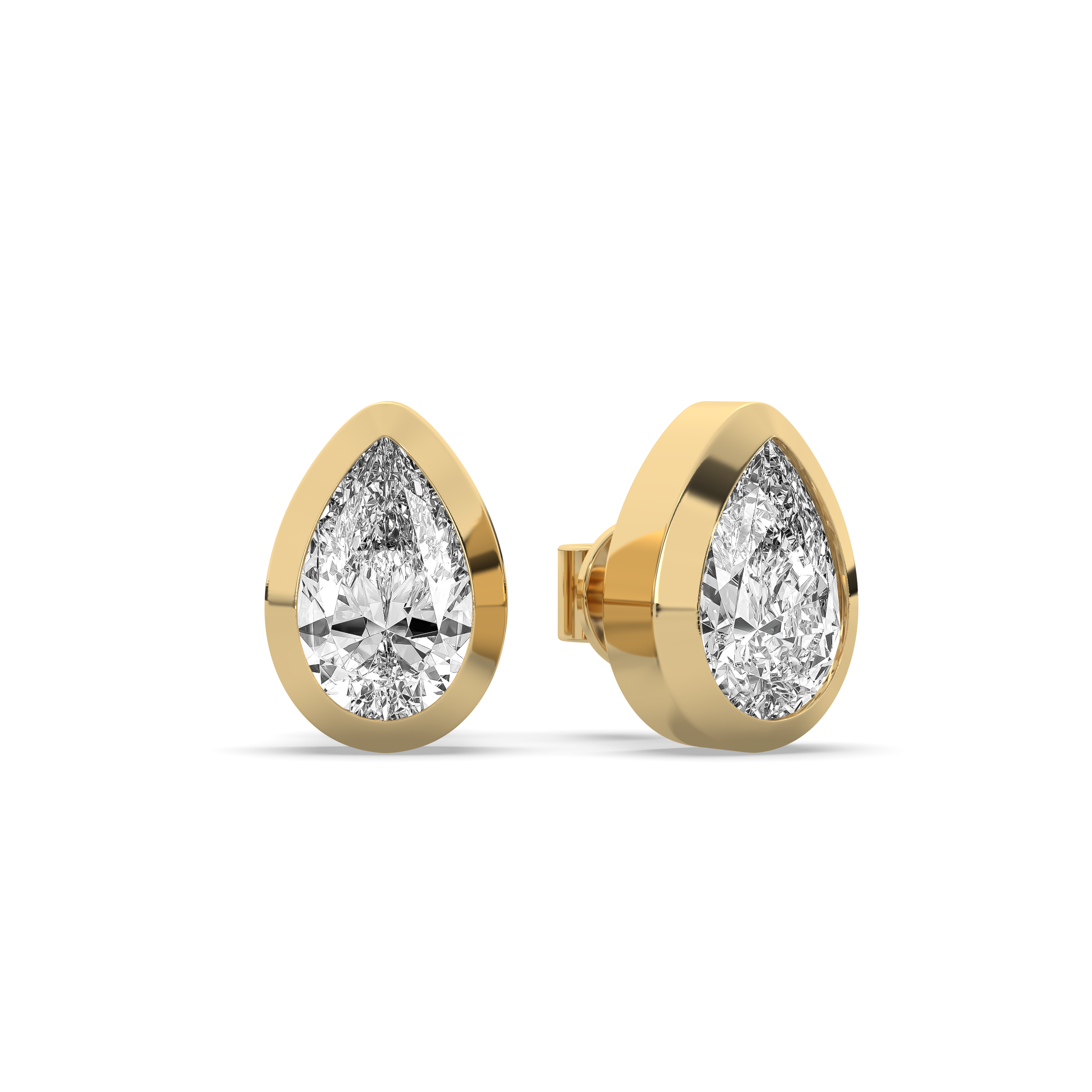 Pear Diamond Bezel Stud Earrings
