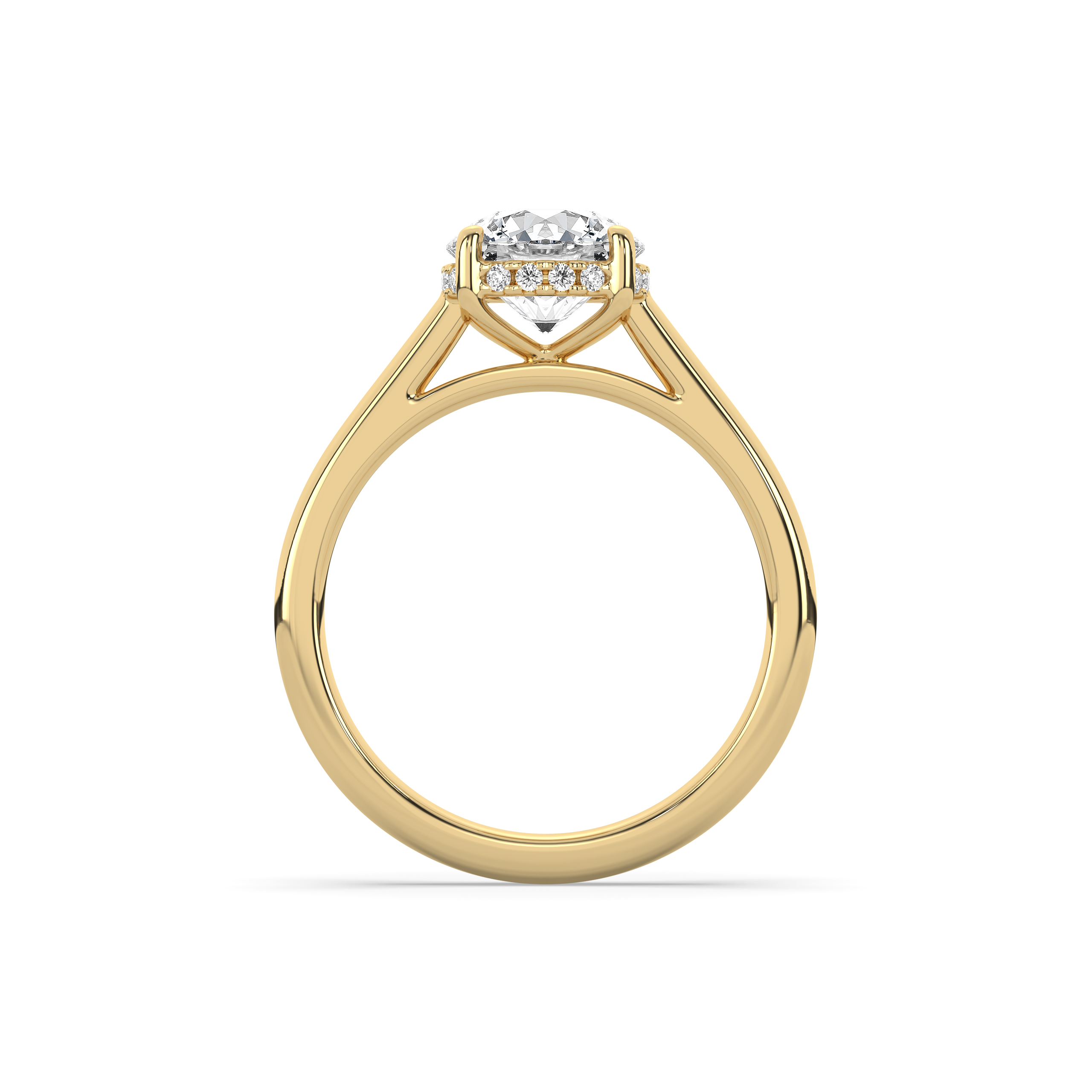 Round Cathedral Setting with Hidden Halo Engagement Ring