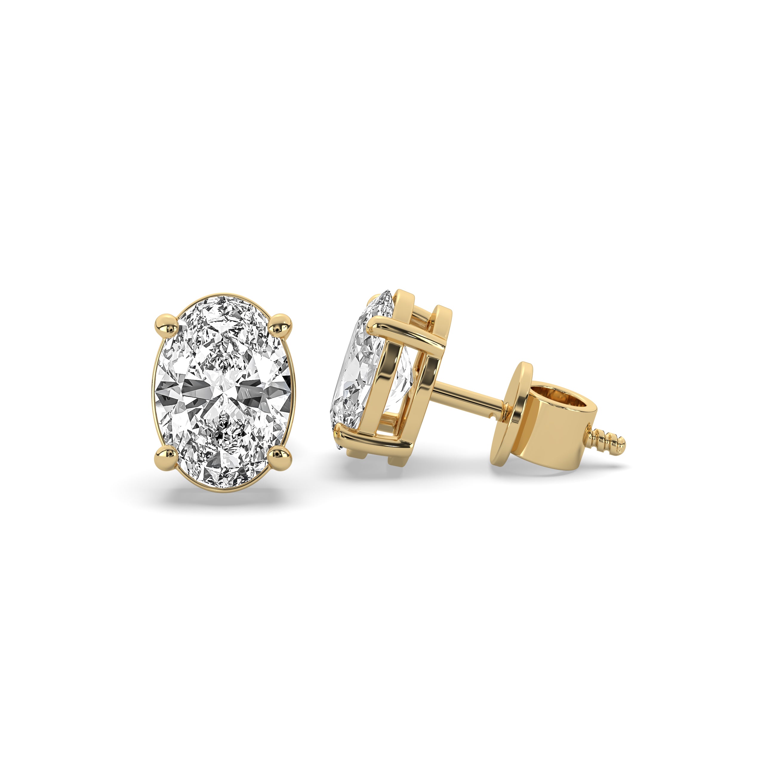 Oval Diamond Solitaire Studs