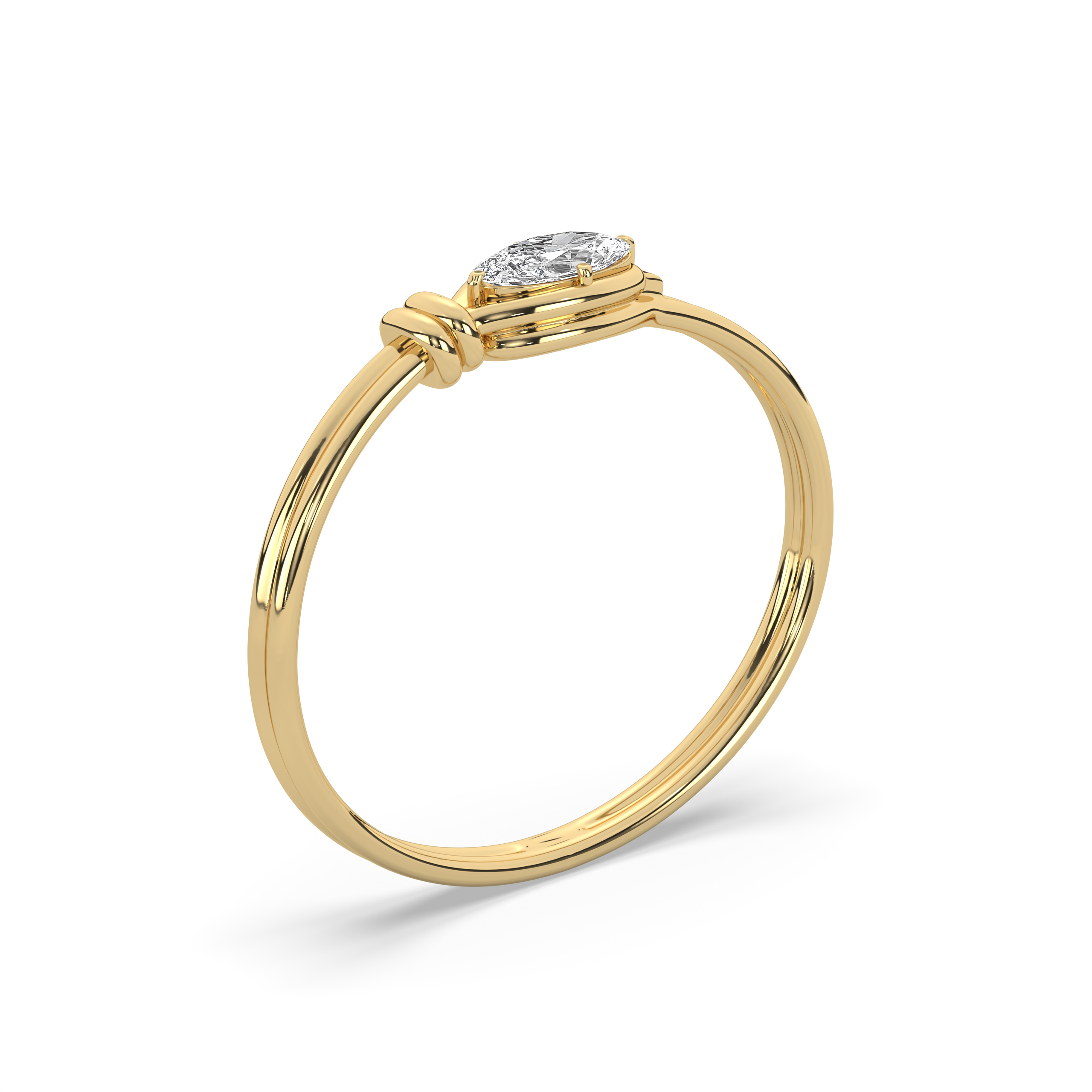 Pear-shaped lab-grown diamond stud earring in 14k yellow gold with a bezel setting