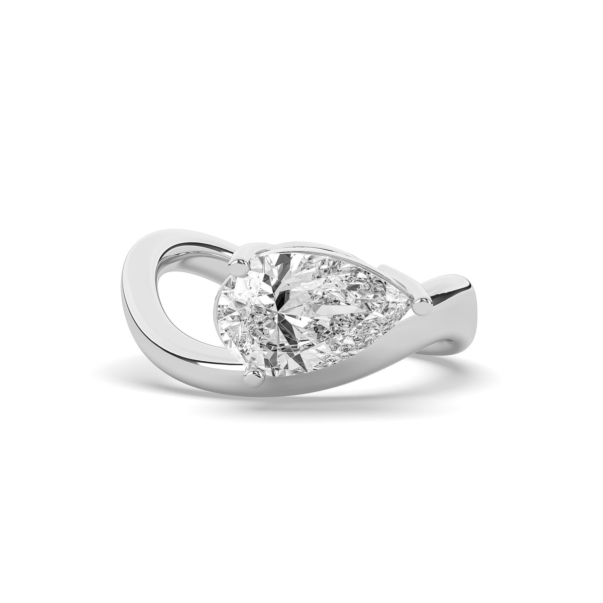 The Pear Diamond Wave Signet Ring