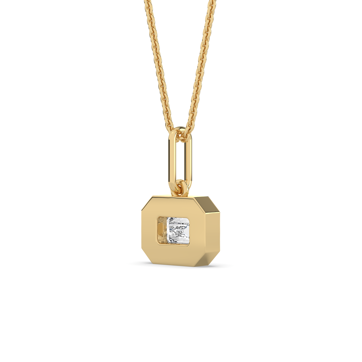 The Bezel East-West Emerald-Cut Diamond Charm