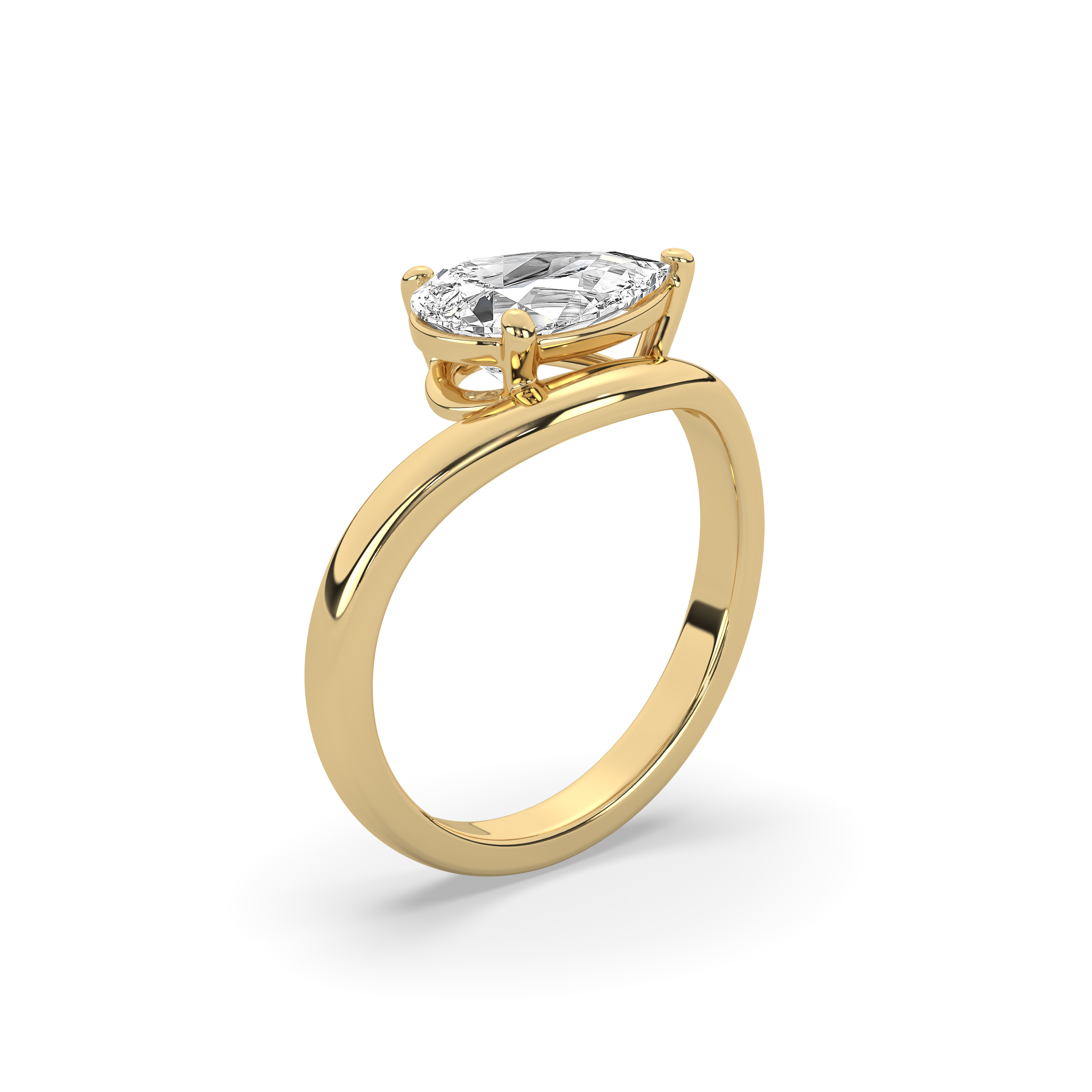 Pear Wave Solitaire Engagement Ring