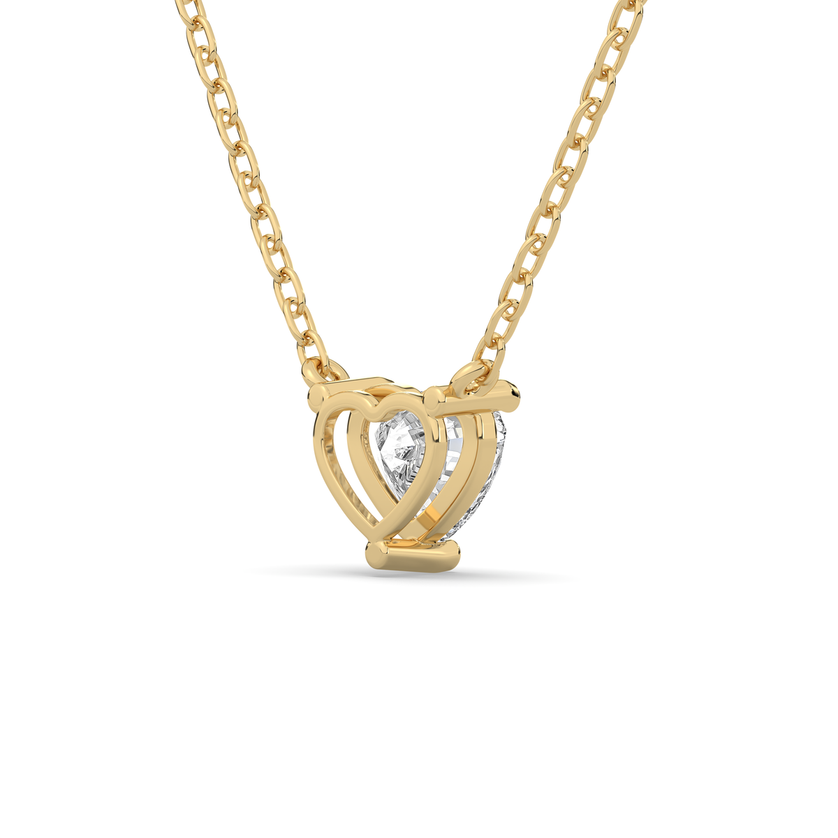 Heart-shaped lab-grown diamond pendant in 14k gold with a three-prong setting