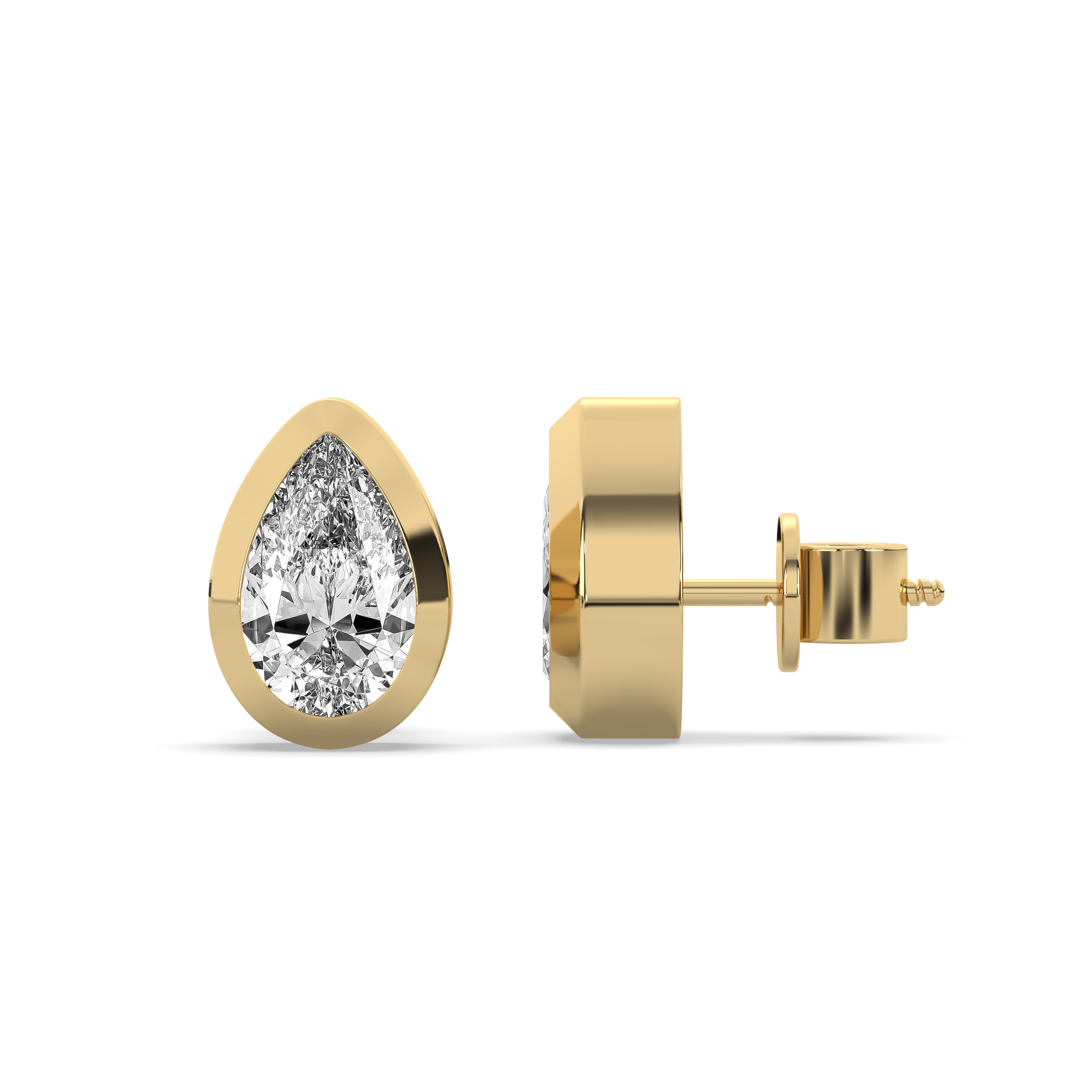 Pear Diamond Bezel Stud Earrings