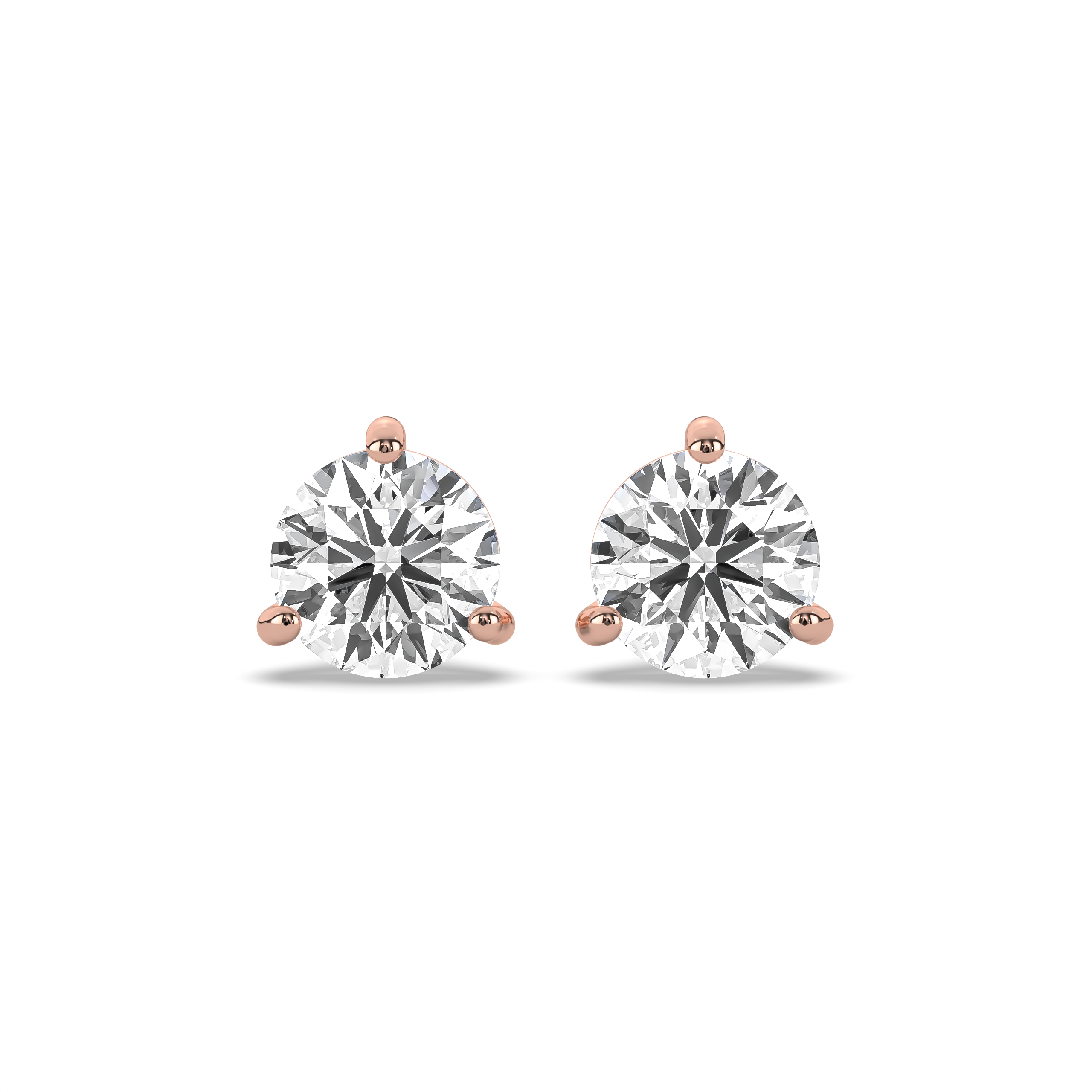 product image of ALVA Kelly Round Diamond Solitaire Stud Earrings in rose gold in a white background