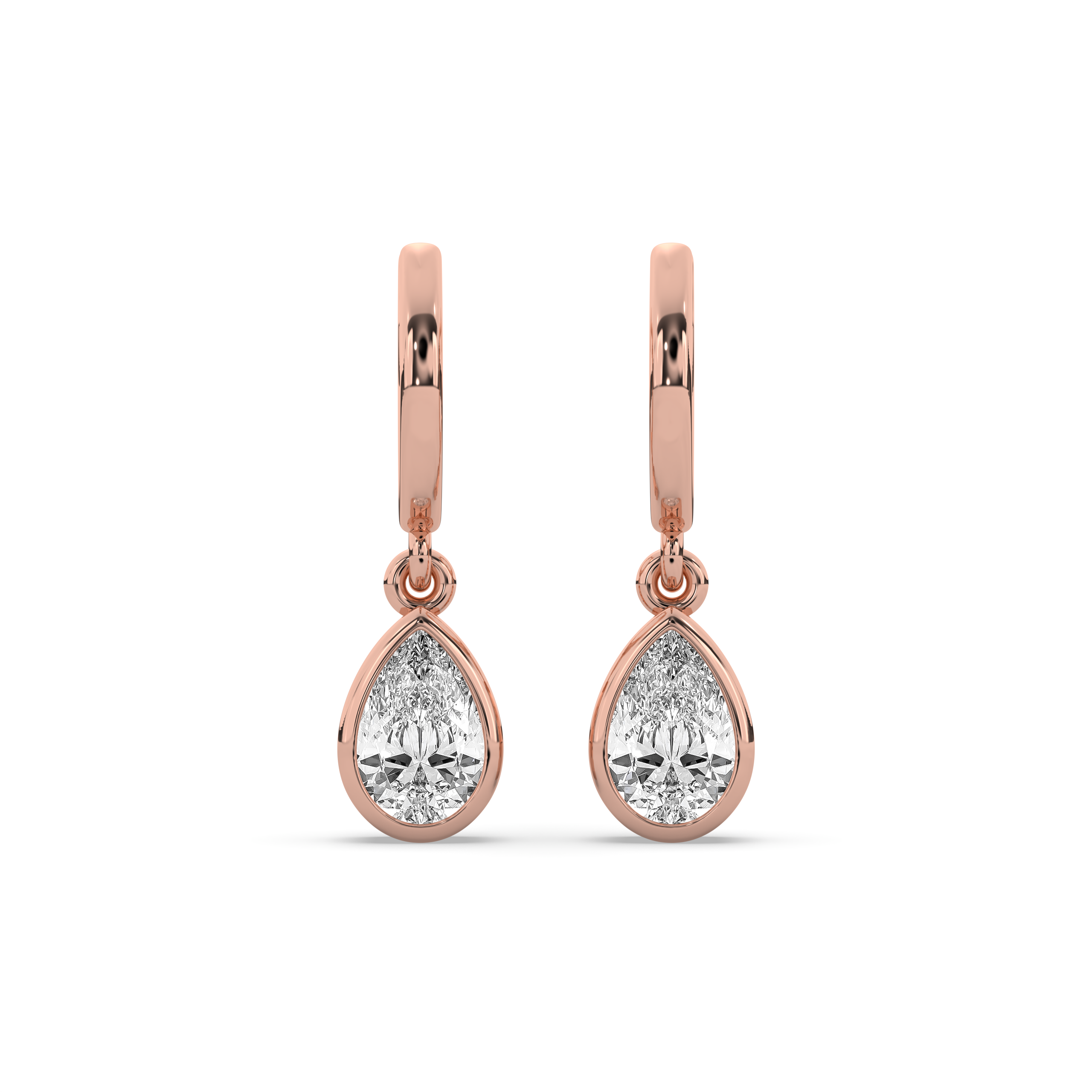 Bezel Pear Drop Huggie Earrings