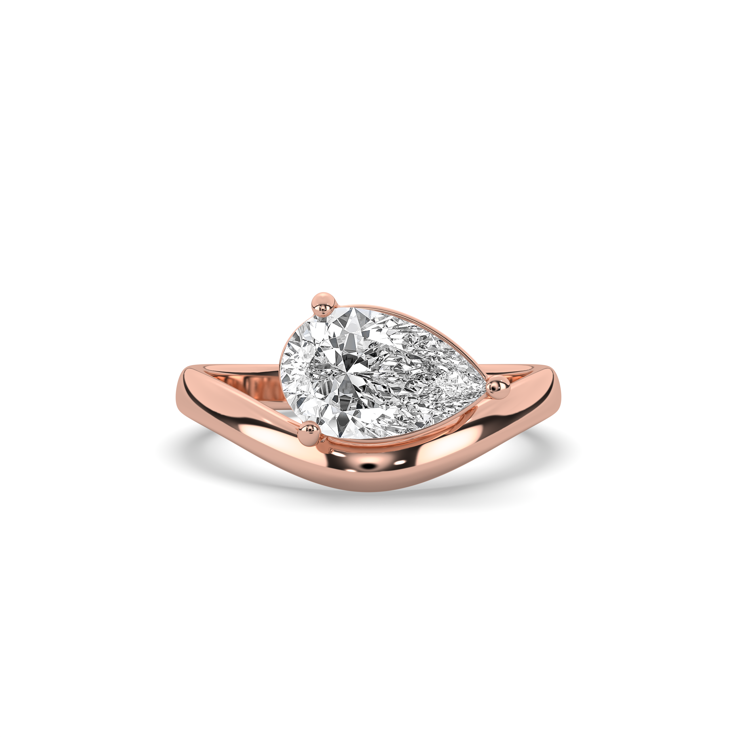 Pear Wave Solitaire Engagement Ring