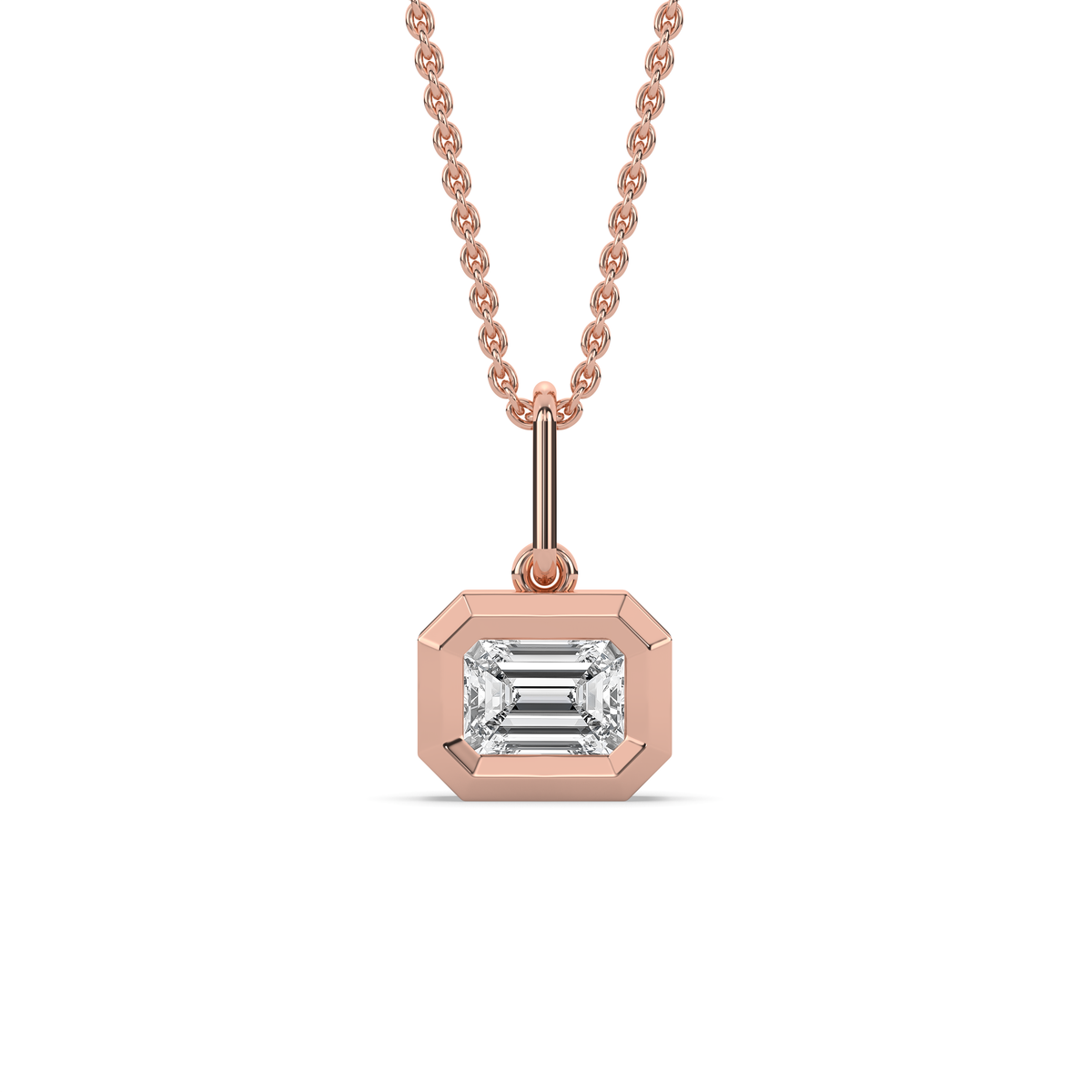 The Bezel East-West Emerald-Cut Diamond Charm