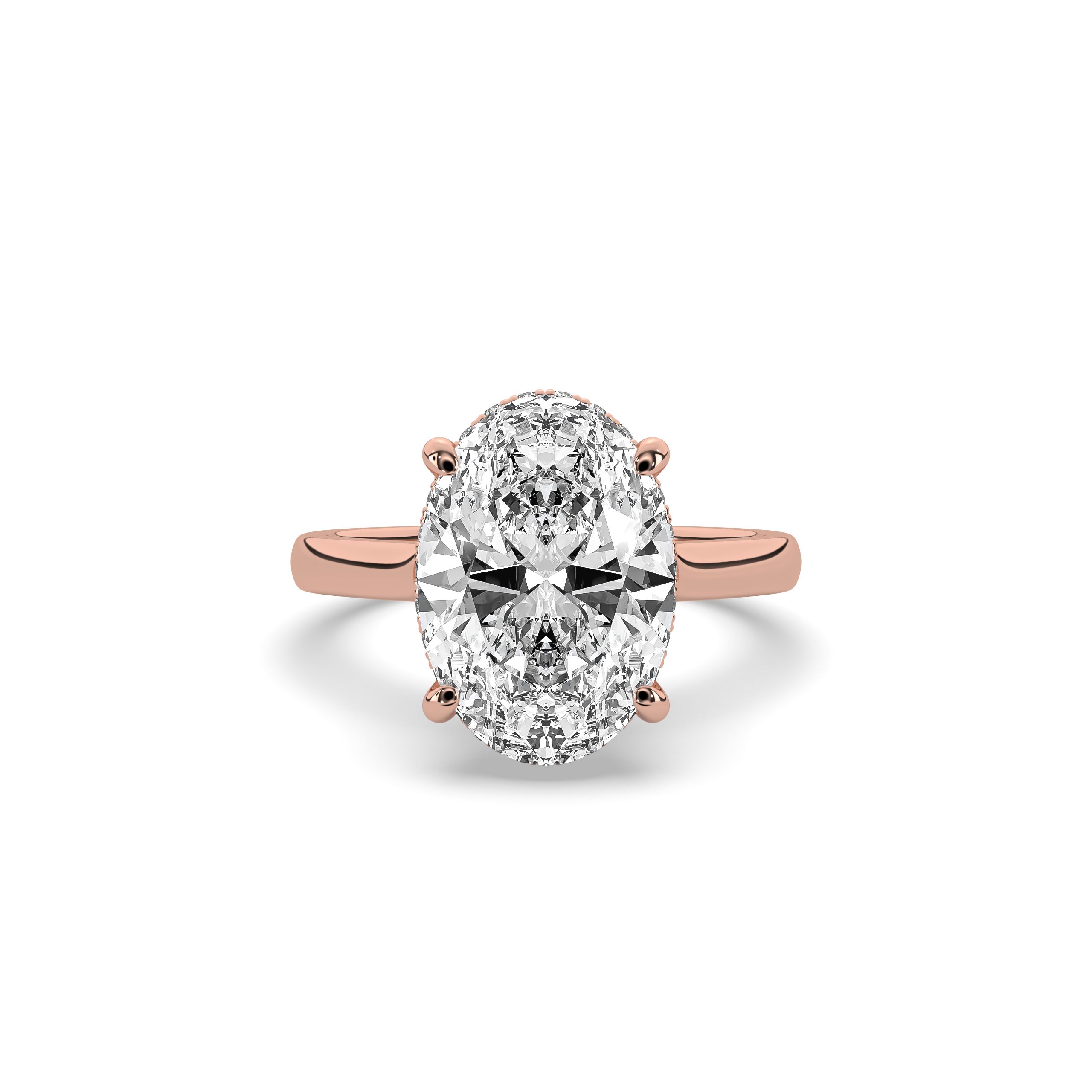 product image of ALVA Double Halo Oval Diamond Engagement Ring in rose gold in a white background