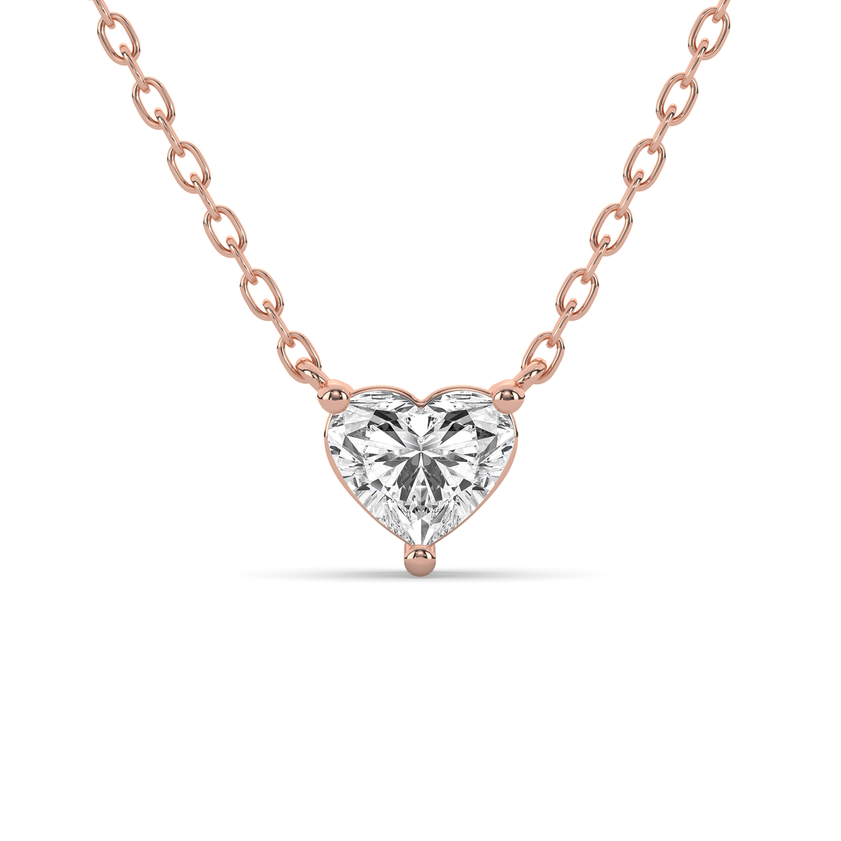 Heart-shaped lab-grown diamond pendant in 14k gold with a three-prong setting