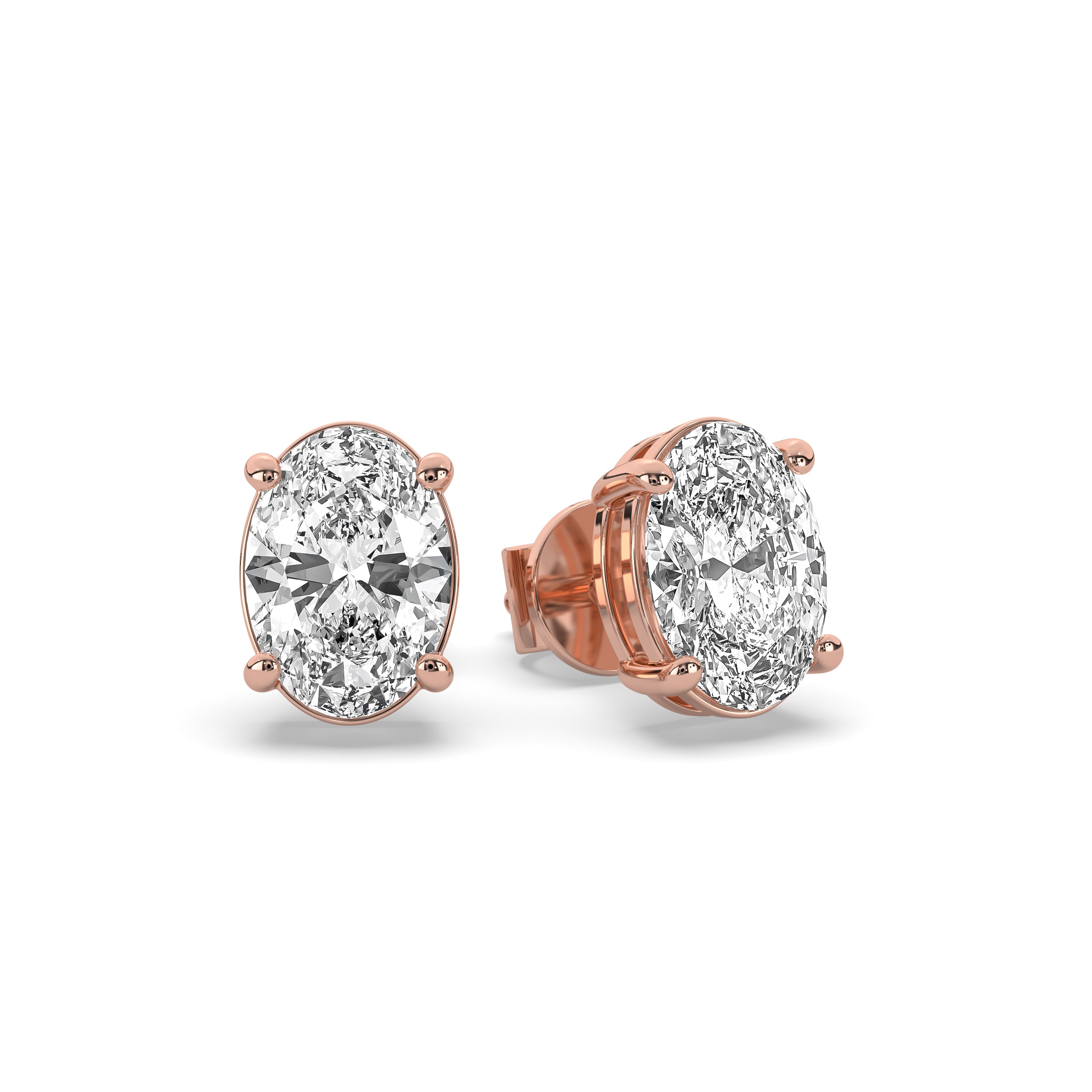 Oval Diamond Solitaire Studs