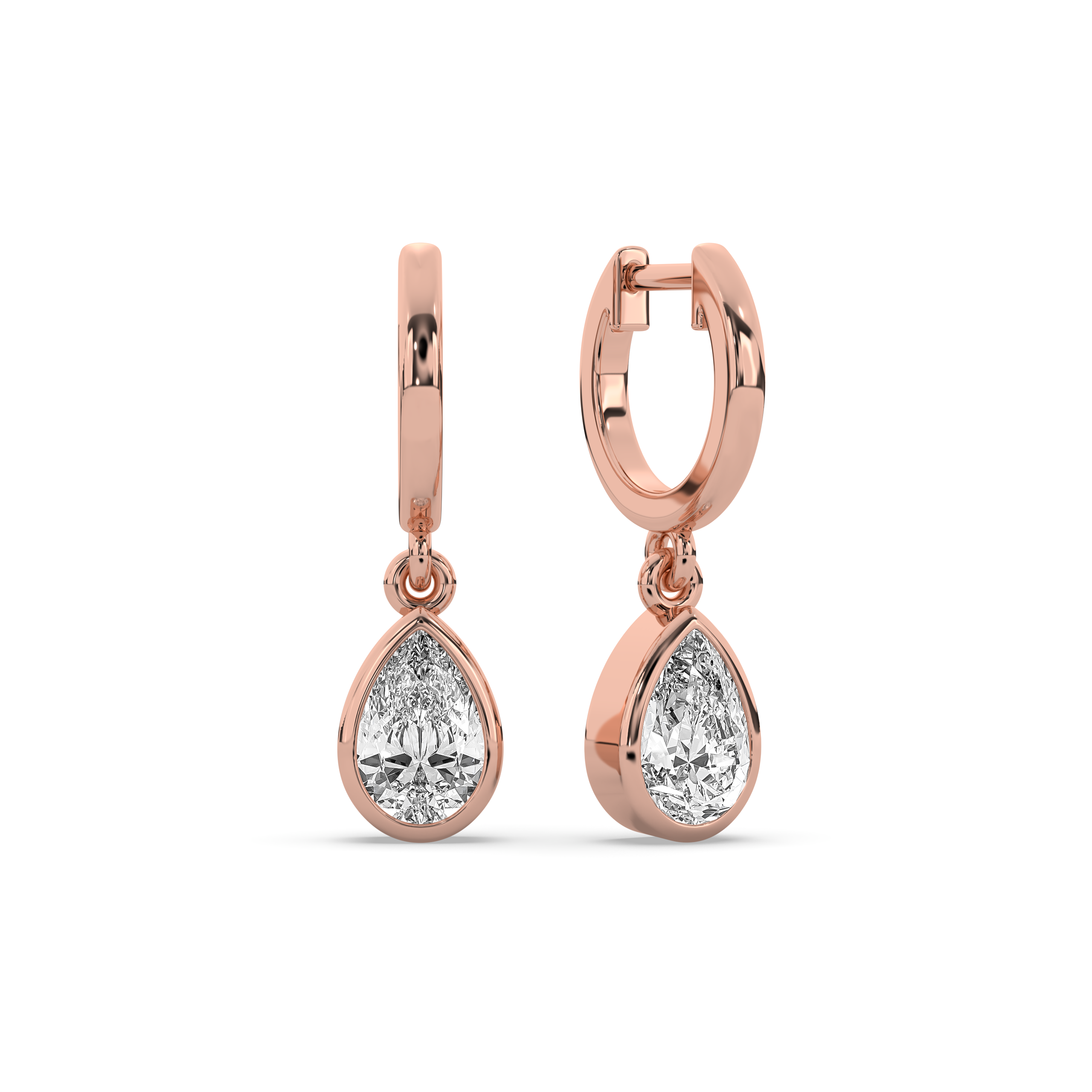 Bezel Pear Drop Huggie Earrings