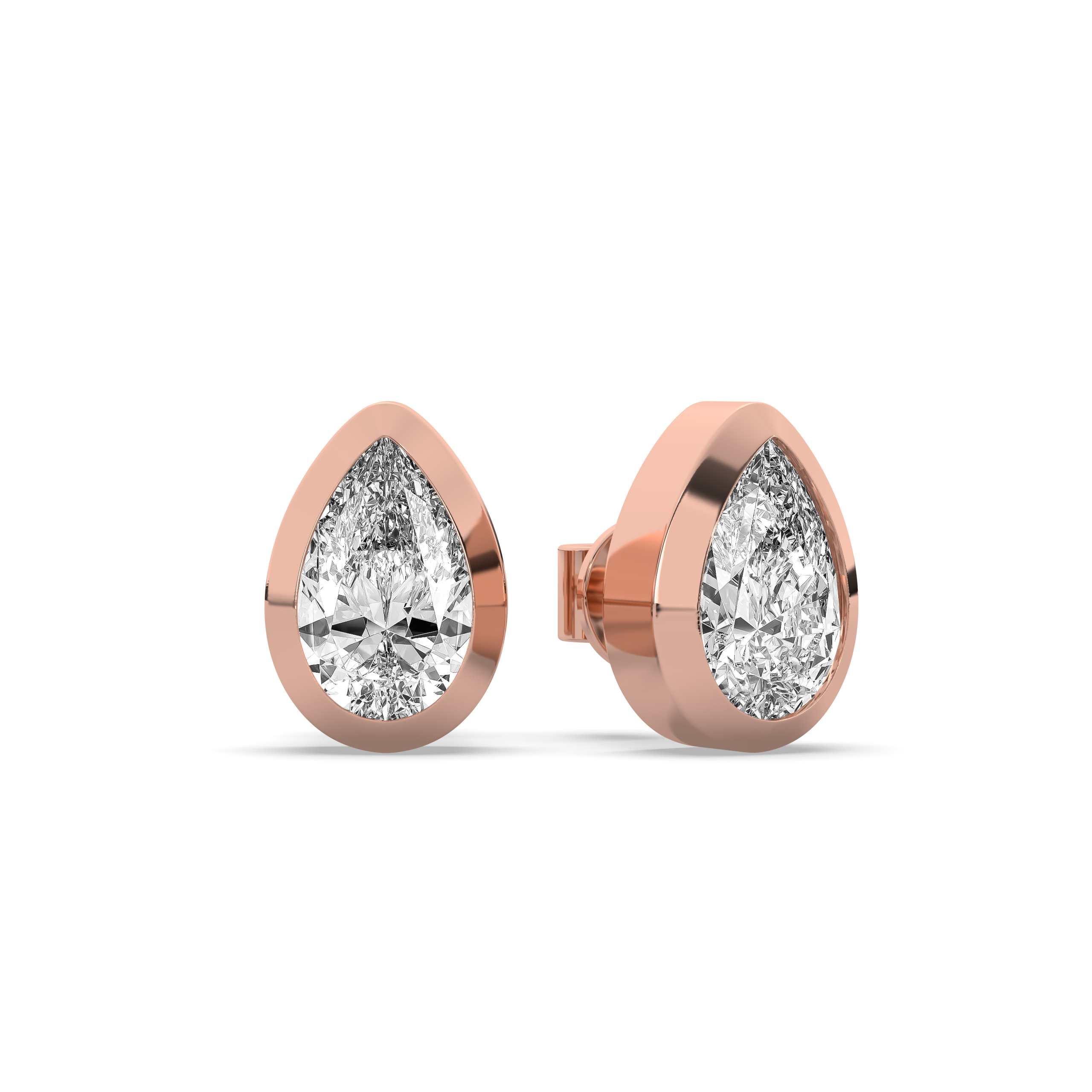 Pear Diamond Bezel Stud Earrings