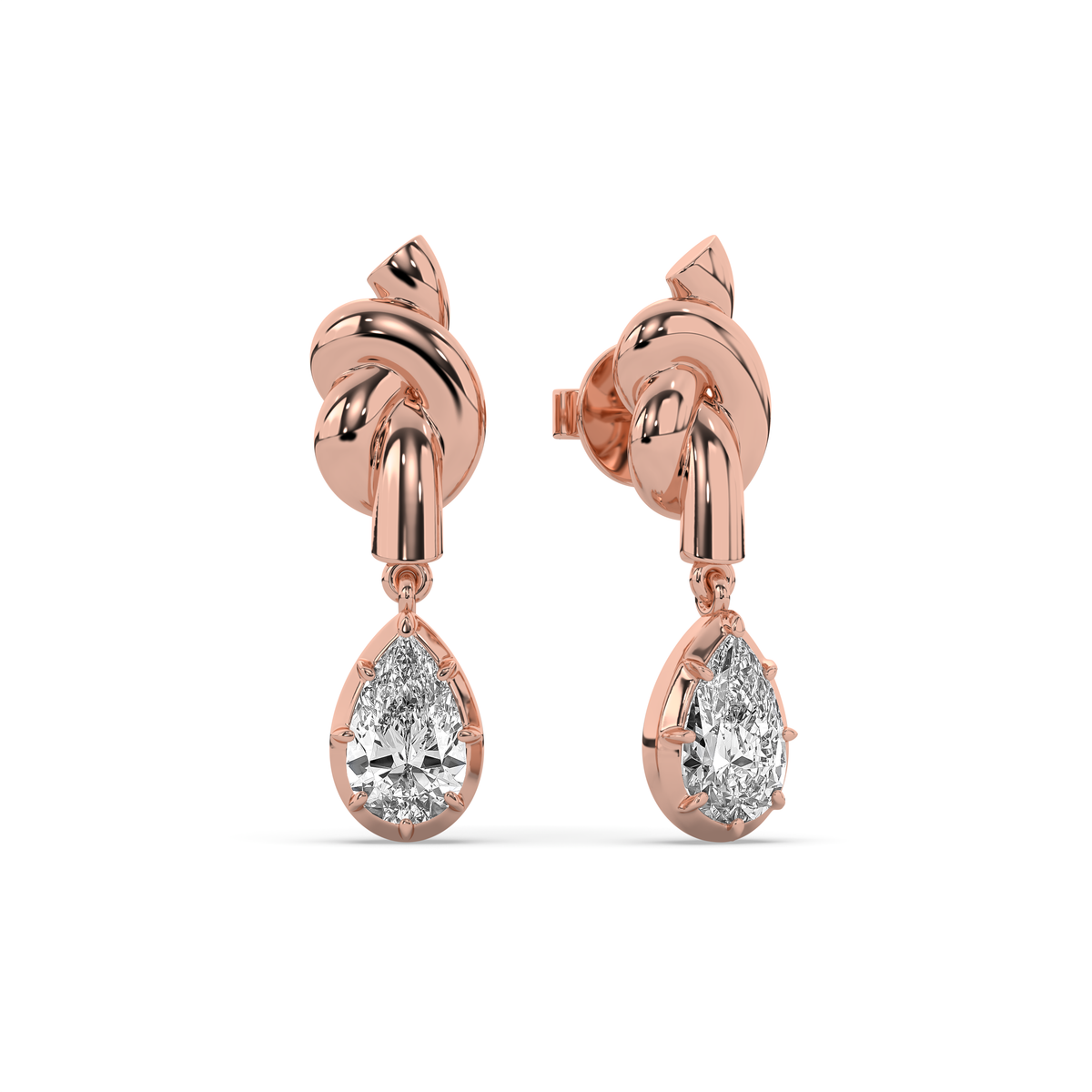 The Pear Diamond Knot Crawler Earrings