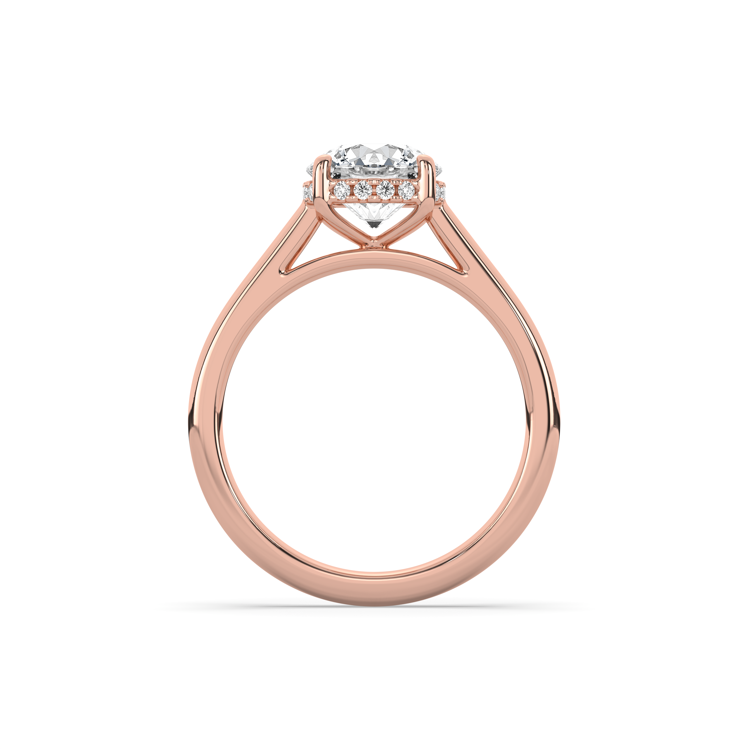 Round Cathedral Setting with Hidden Halo Engagement Ring