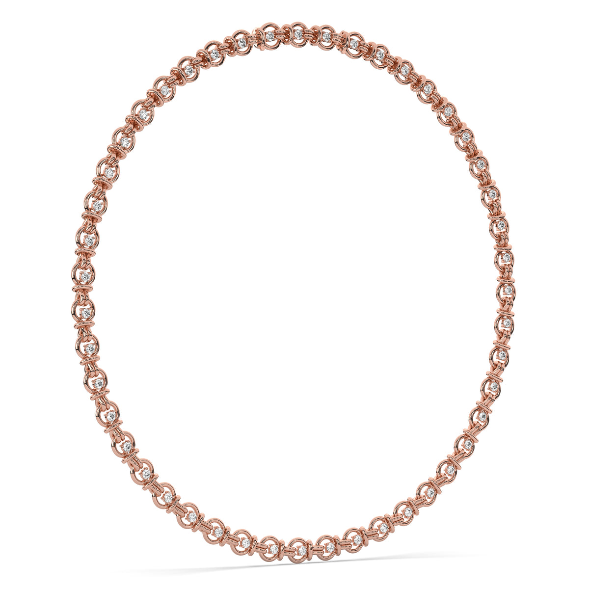 The Round Diamond Gold Knot Chain Necklace