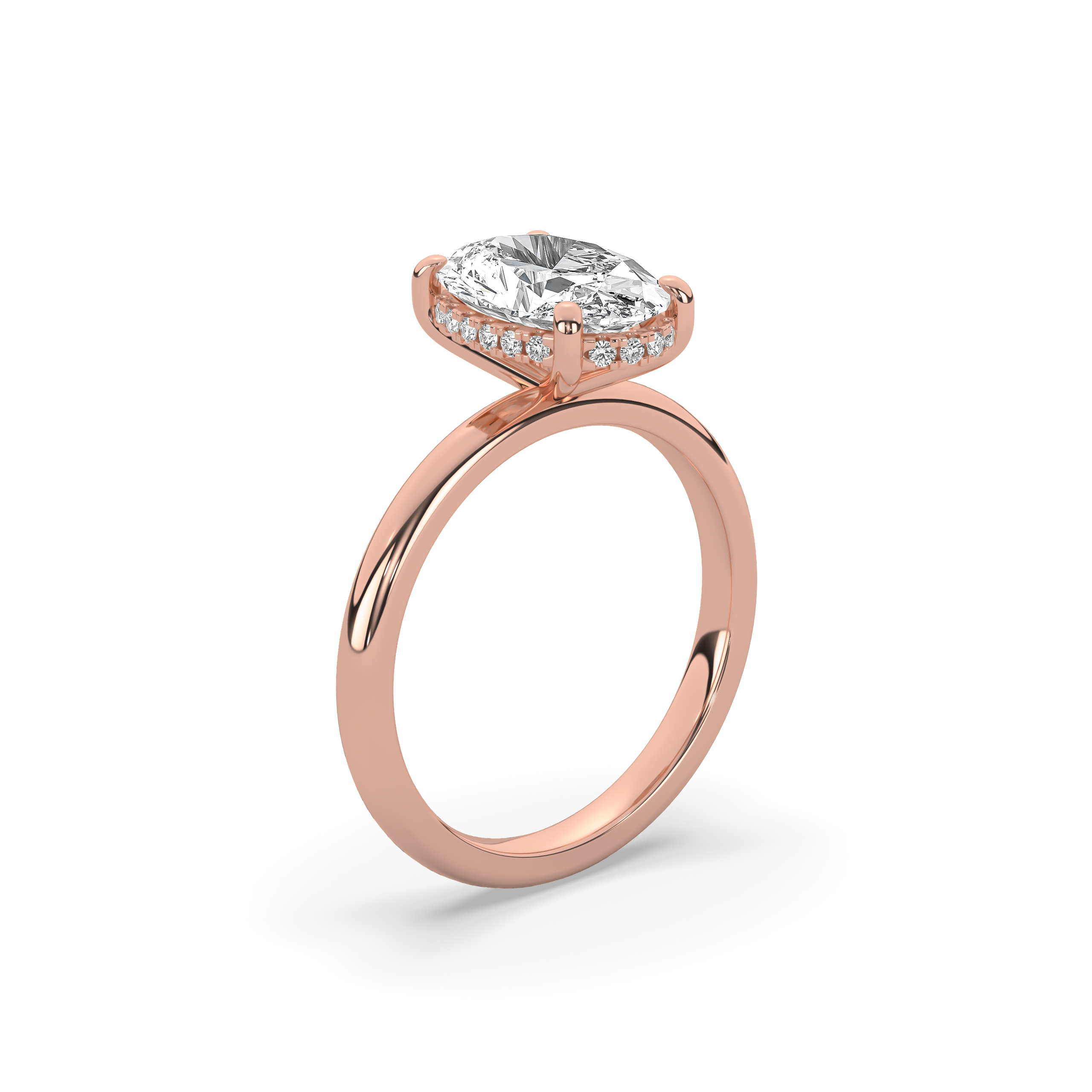 Oval Signature Martini Hidden Halo Solitaire Engagement Ring