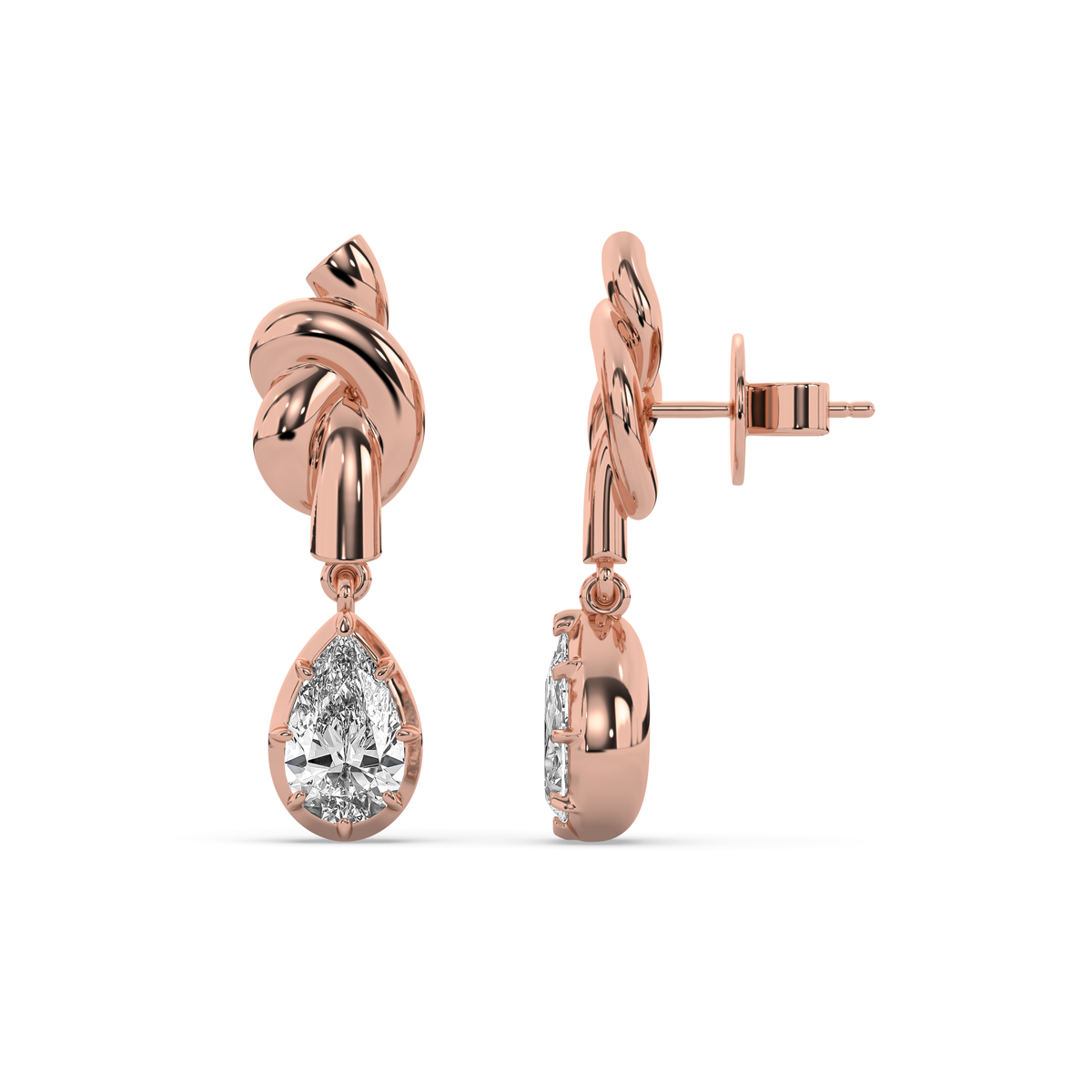 The Pear Diamond Knot Crawler Earrings