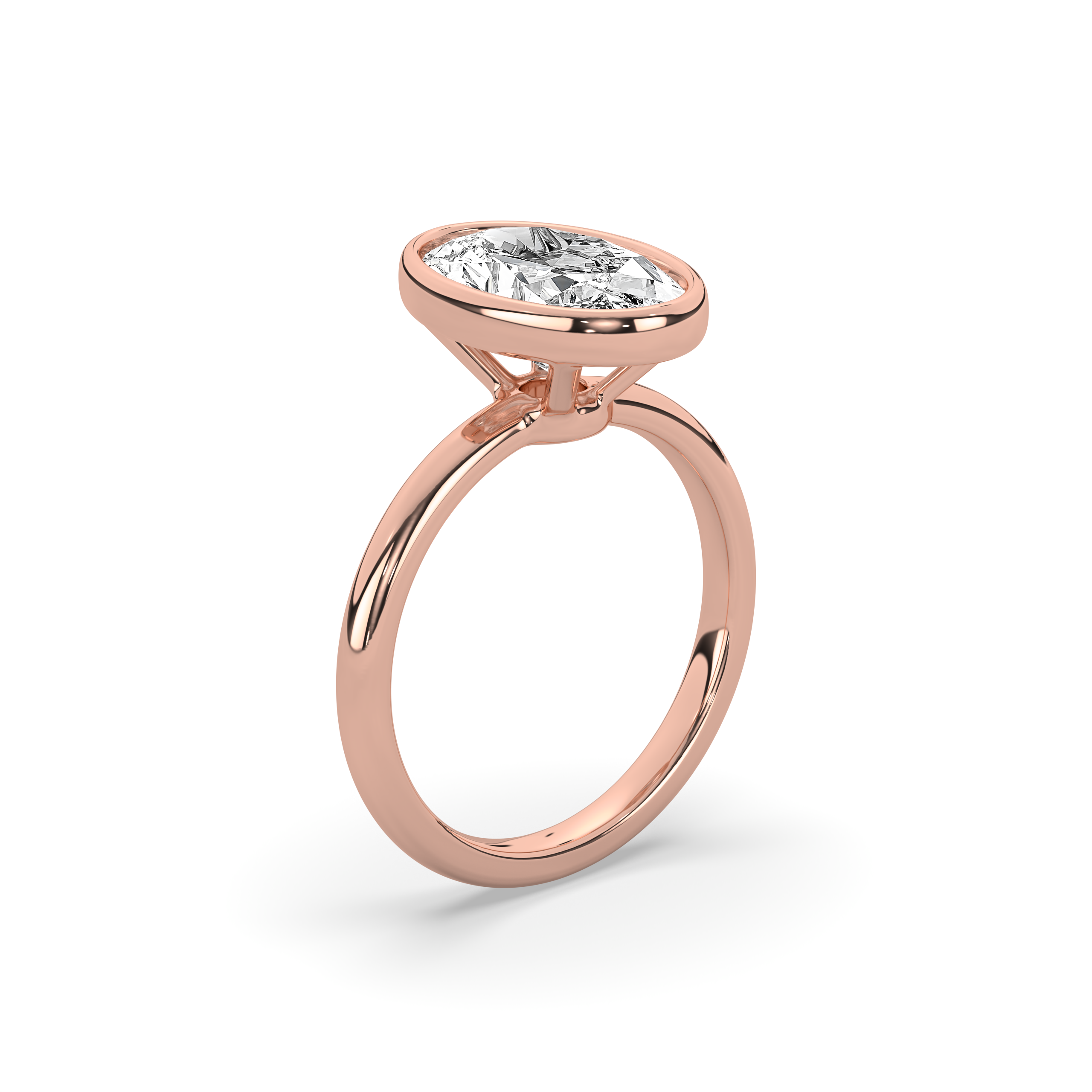 product image of ALVA Bezel Oval Diamond Solitaire Ring in rose gold in a white background