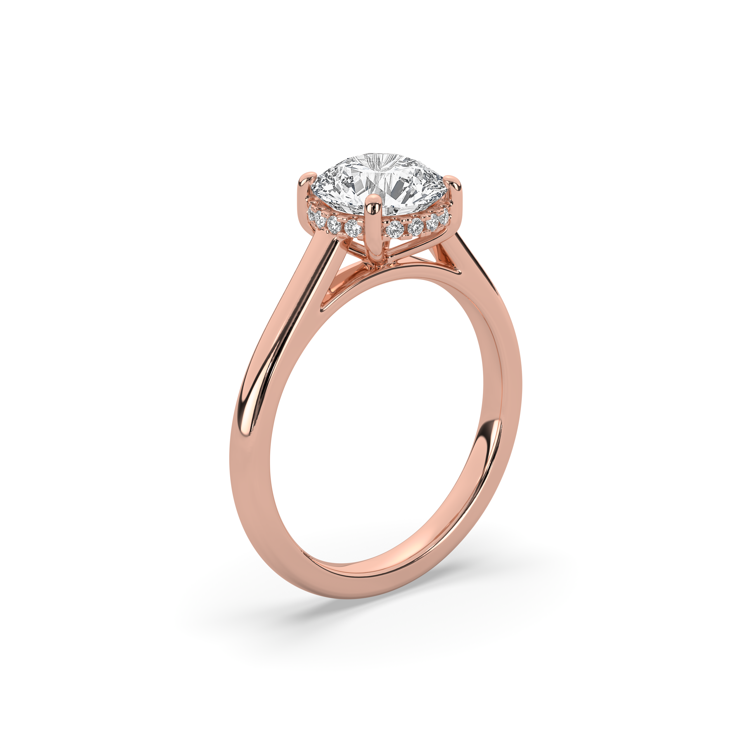 Round Cathedral Setting with Hidden Halo Engagement Ring