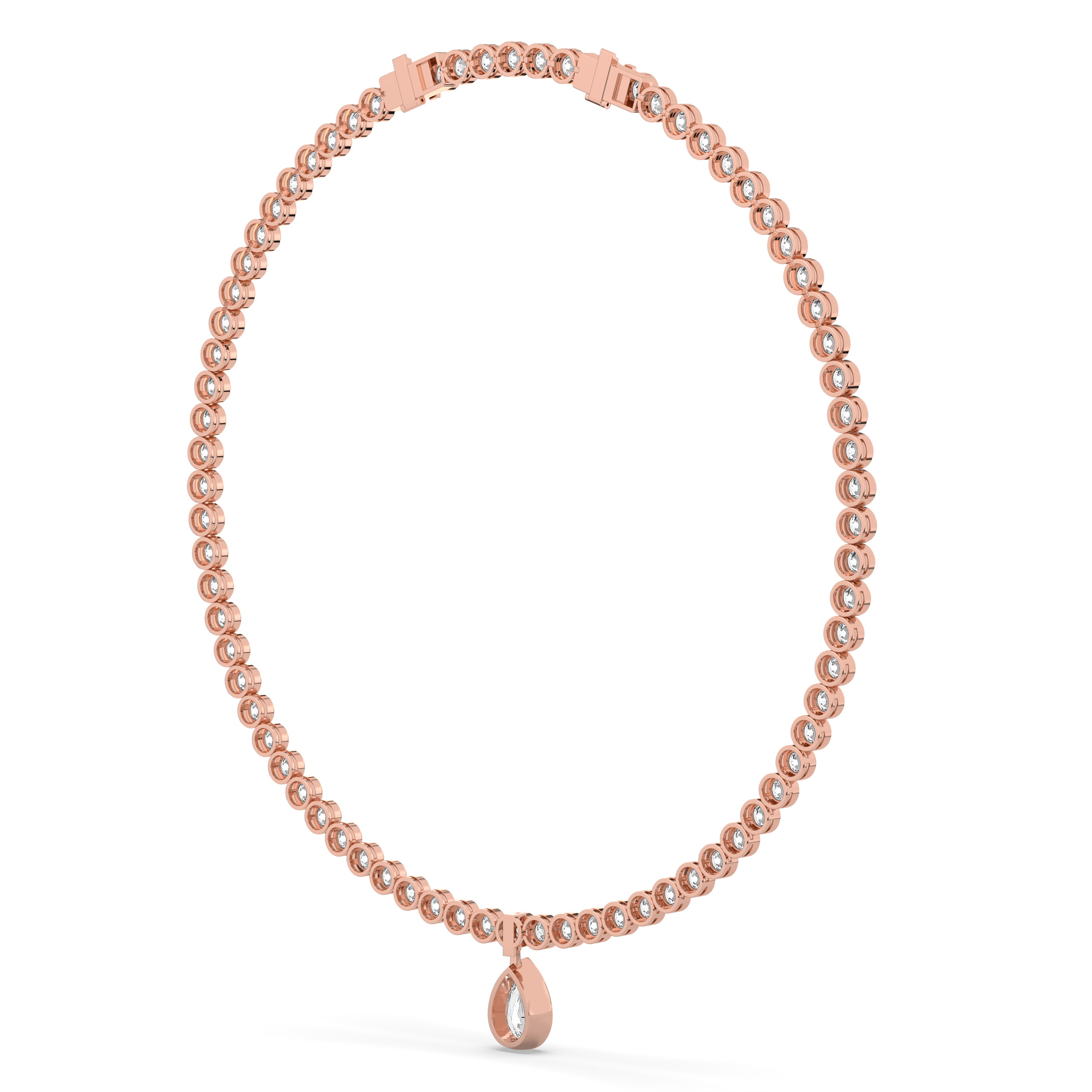 Bezel Pear Drop Tennis Necklace