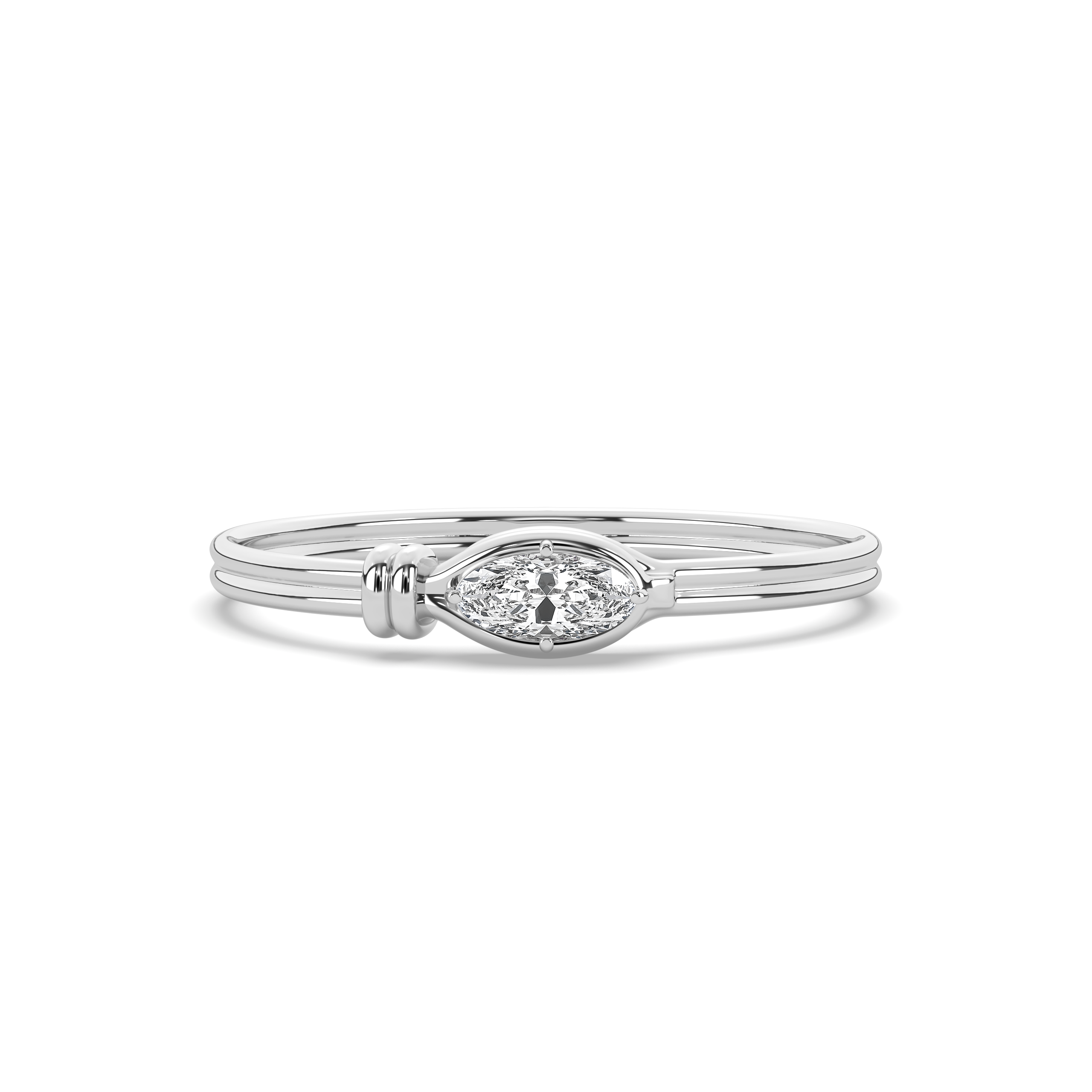 Pear-shaped lab-grown diamond stud earring in 14k yellow gold with a bezel setting