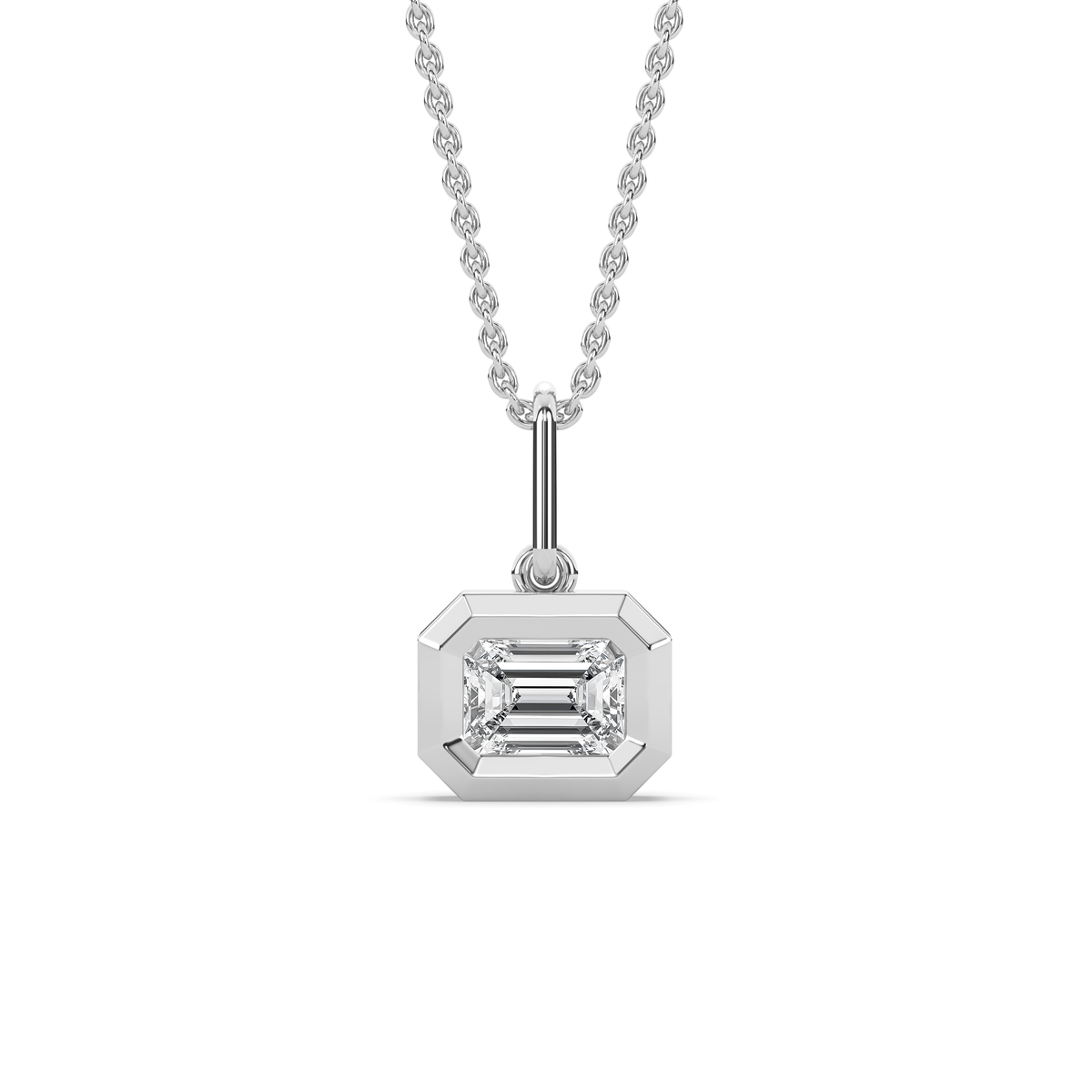 The Bezel East-West Emerald-Cut Diamond Charm