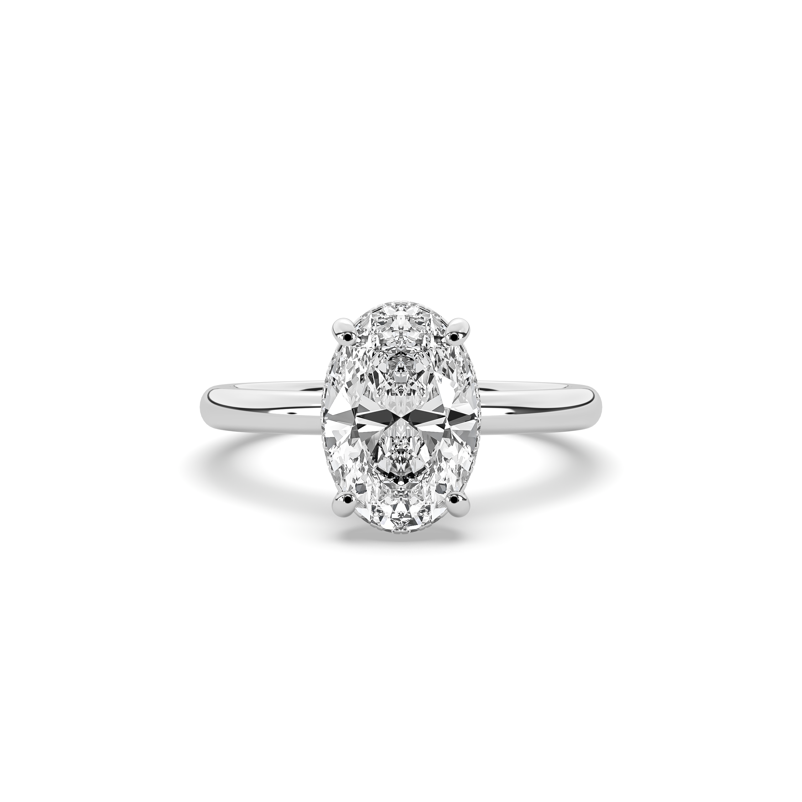 Oval Signature Martini Hidden Halo Solitaire Engagement Ring