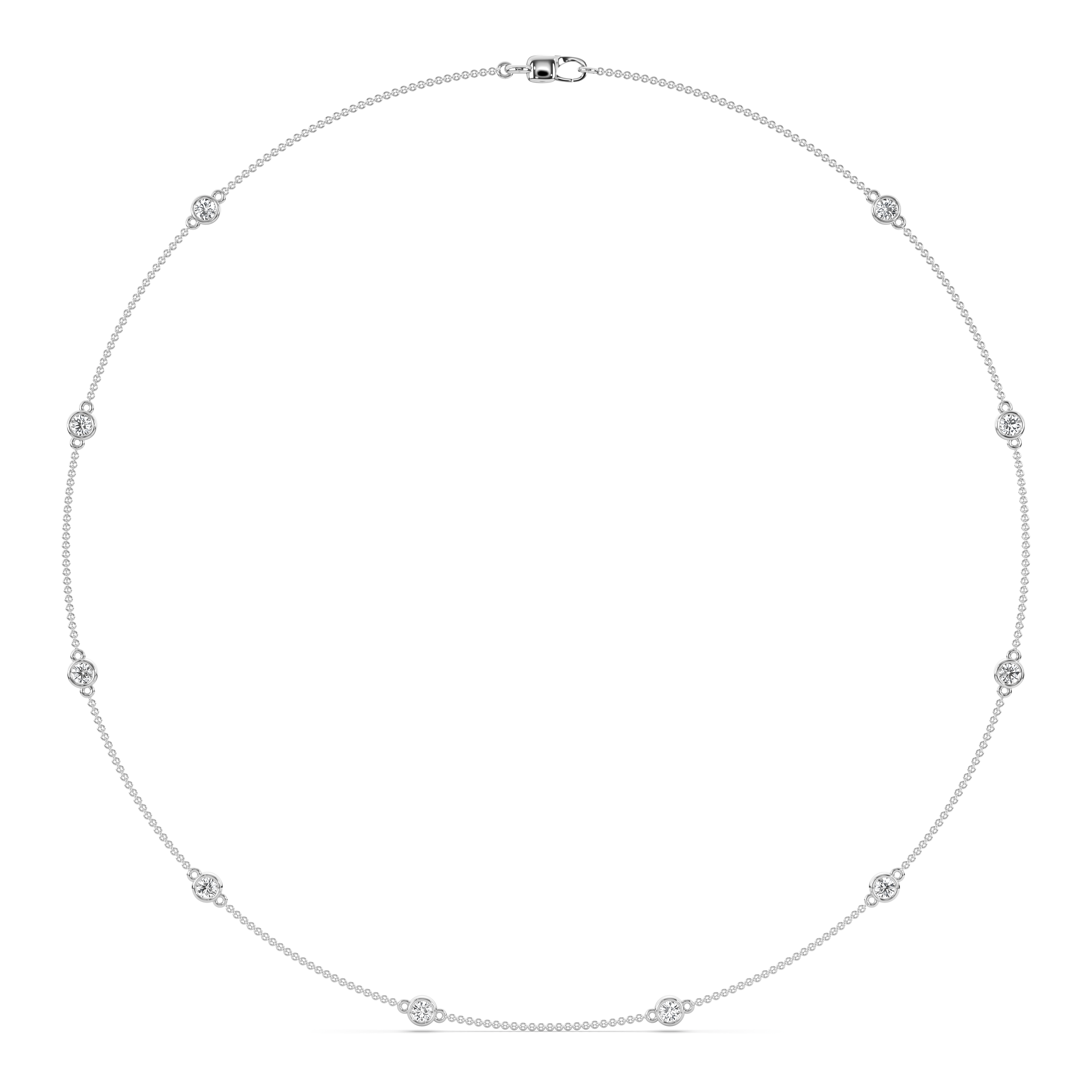 product image of ALVA Diamond Bezel Station Necklace in white gold in a white background