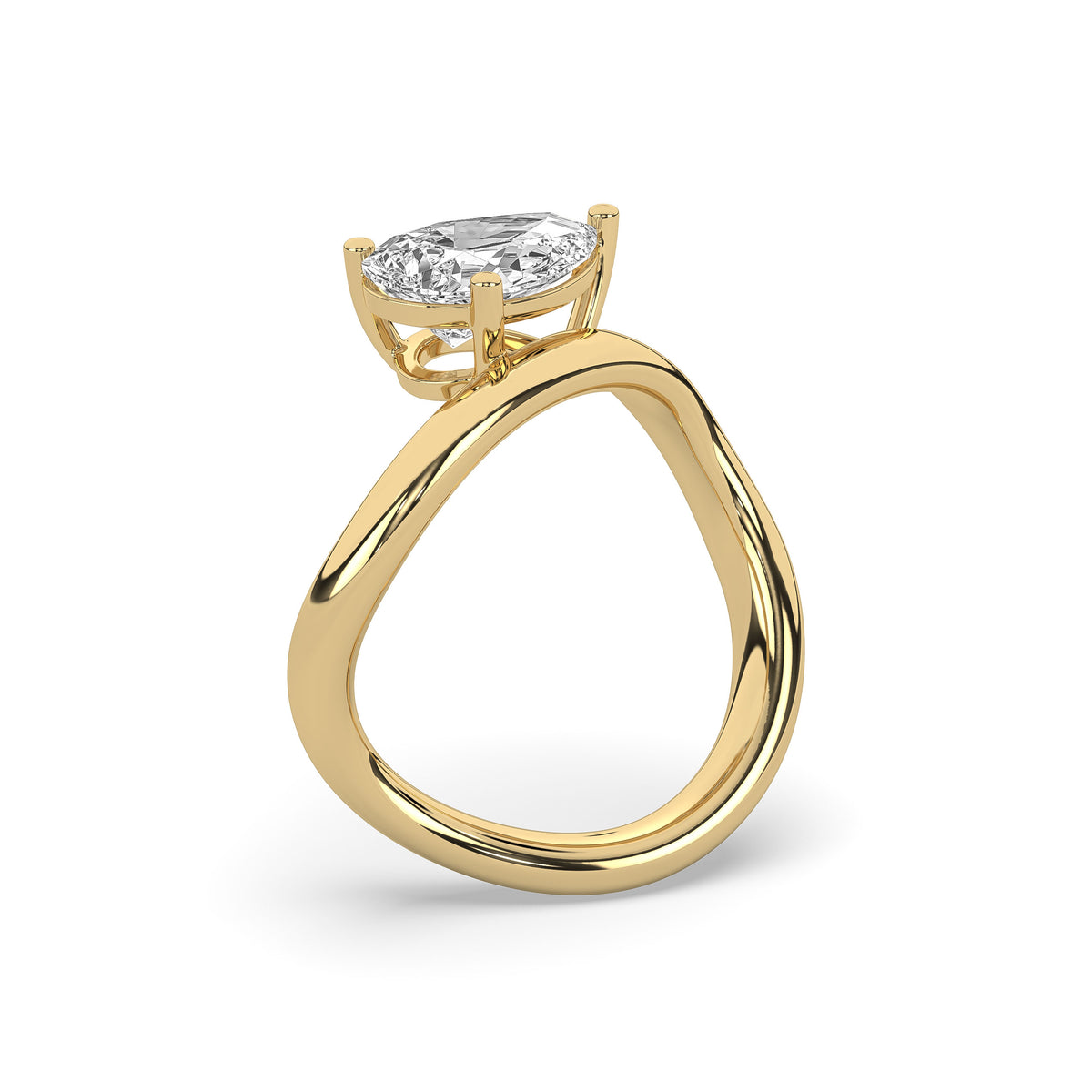 The Pear Diamond Wave Signet Ring