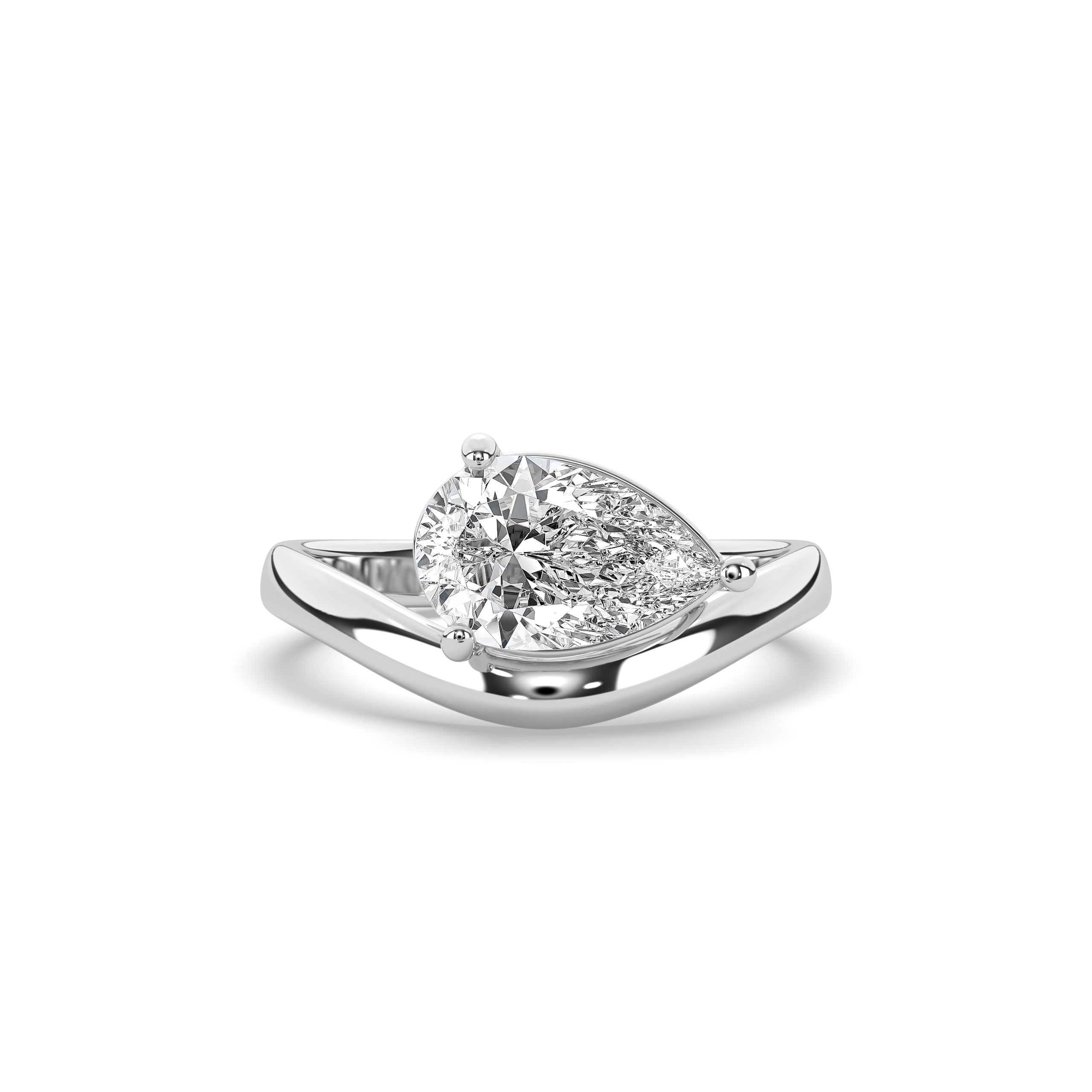 Pear Wave Solitaire Engagement Ring