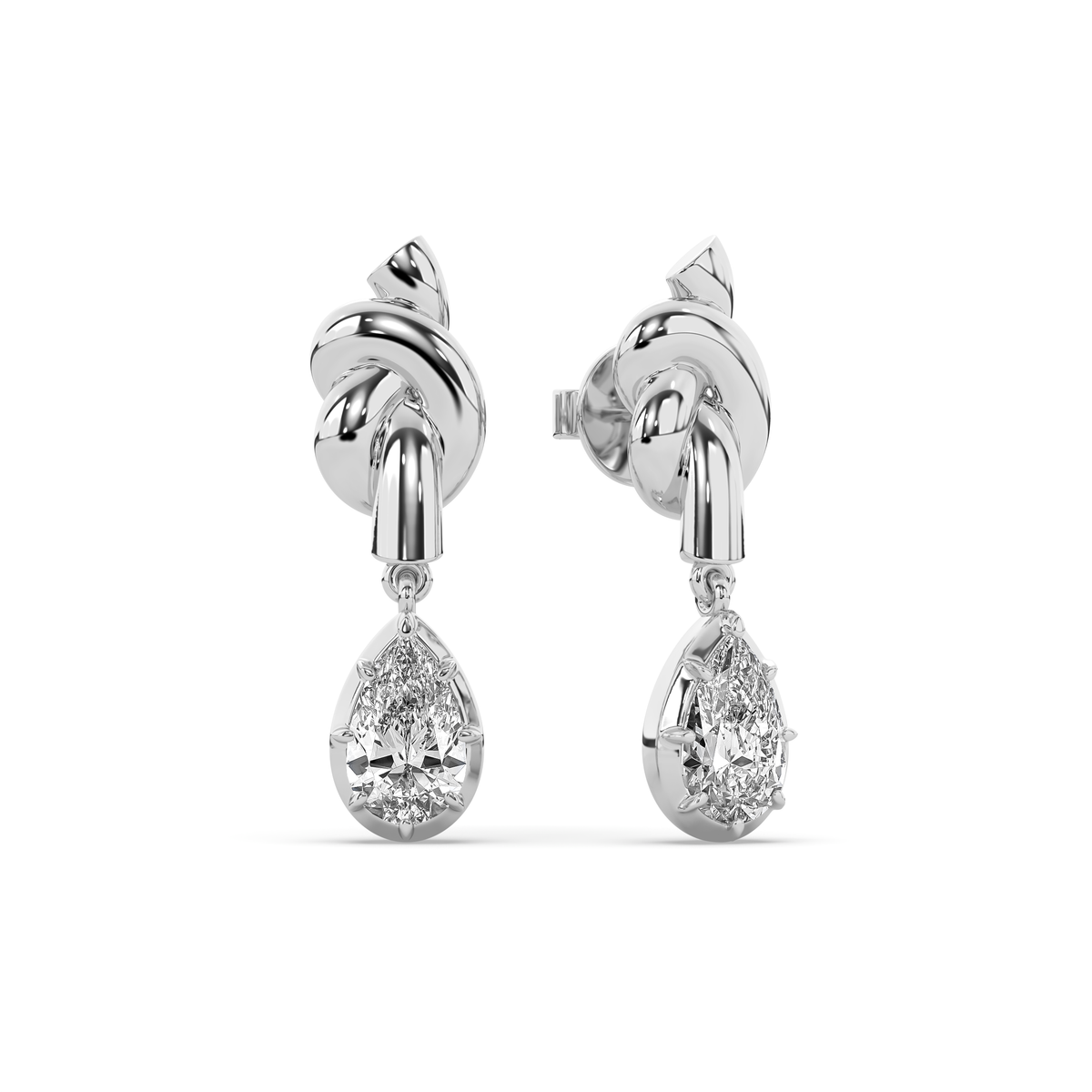 The Pear Diamond Knot Crawler Earrings