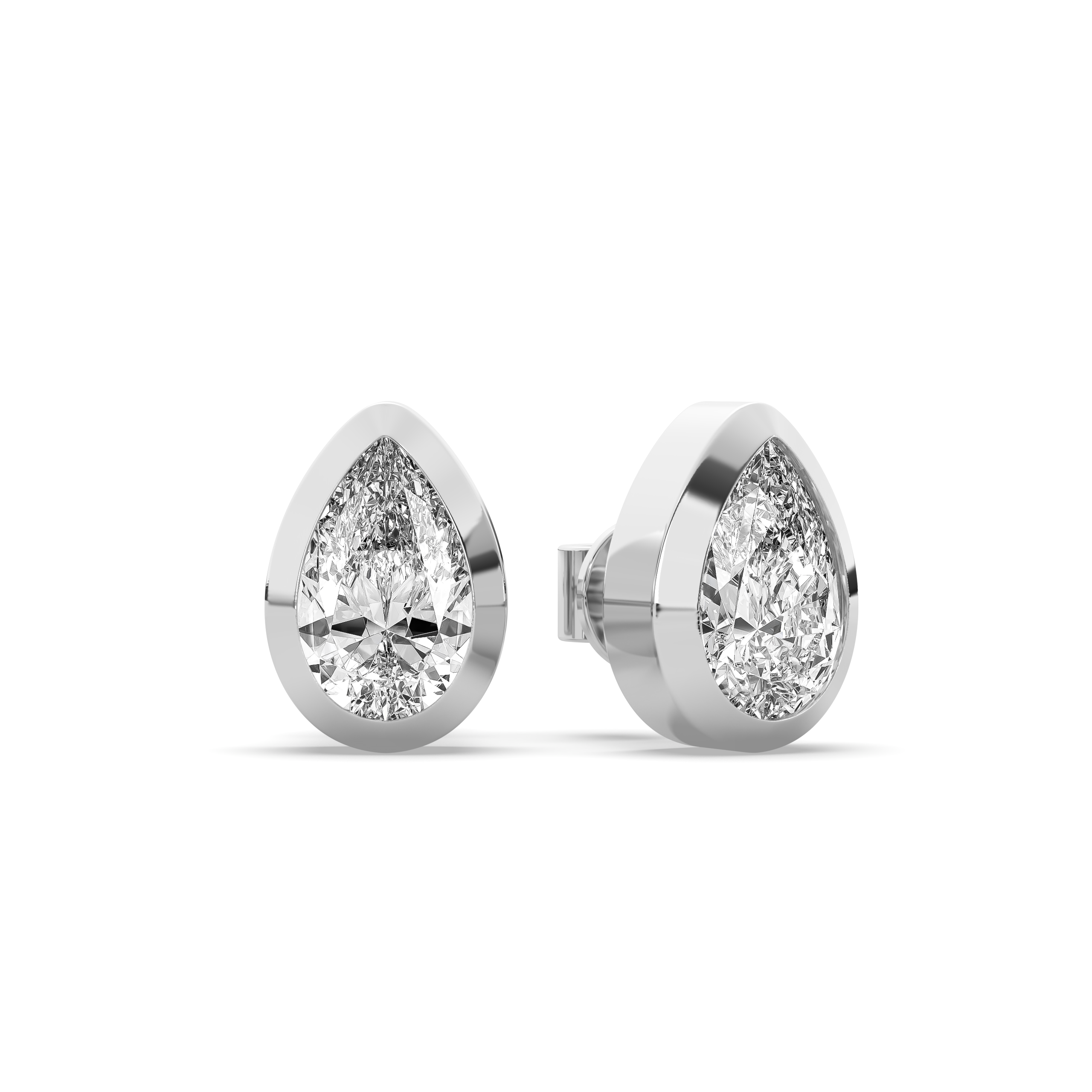 Pear Diamond Bezel Stud Earrings