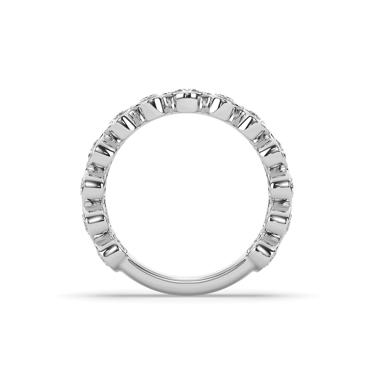 14k yellow gold ring set with a row of oval lab-grown diamonds, each in an individual rounded setting