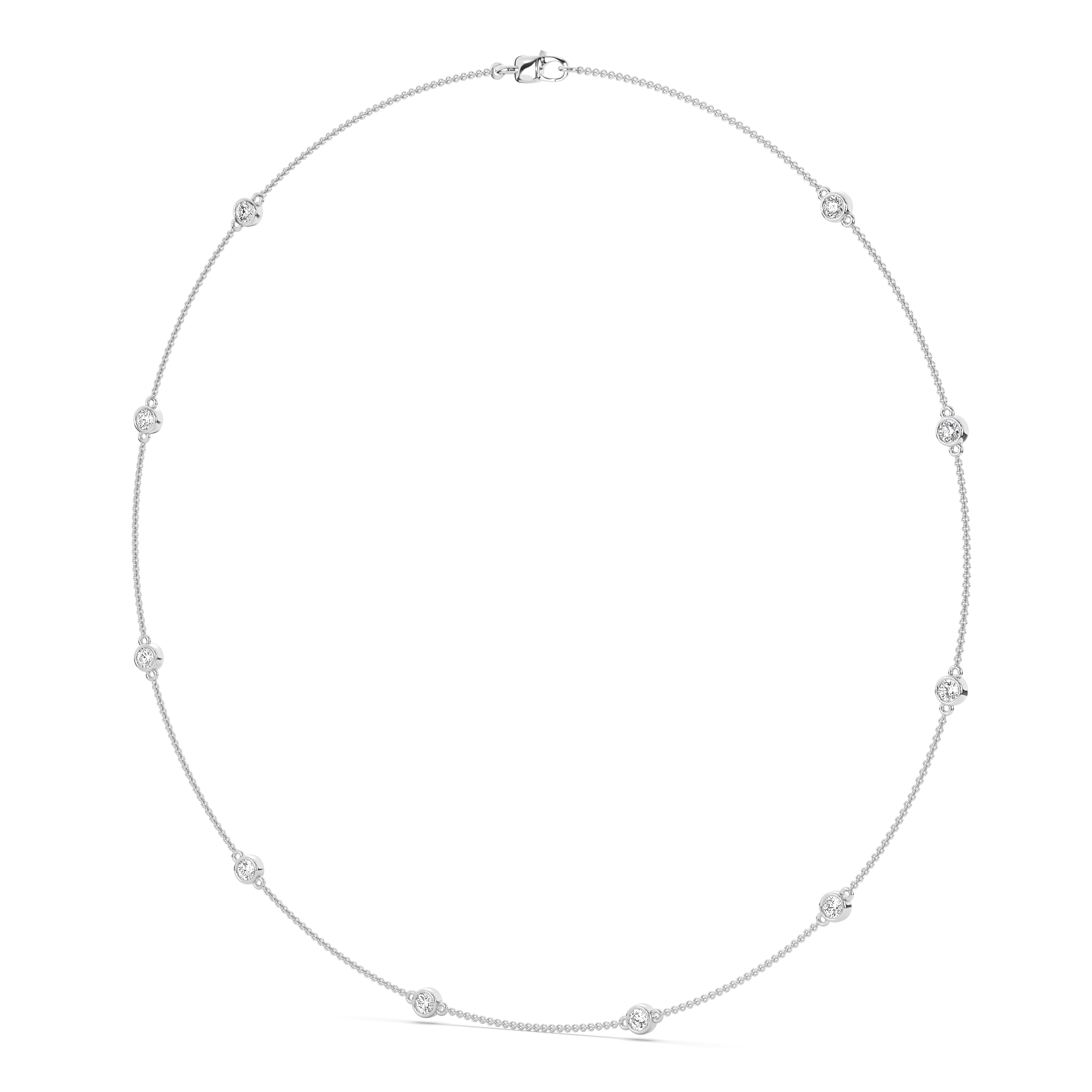 product image of ALVA Diamond Bezel Station Necklace in white gold in a white background