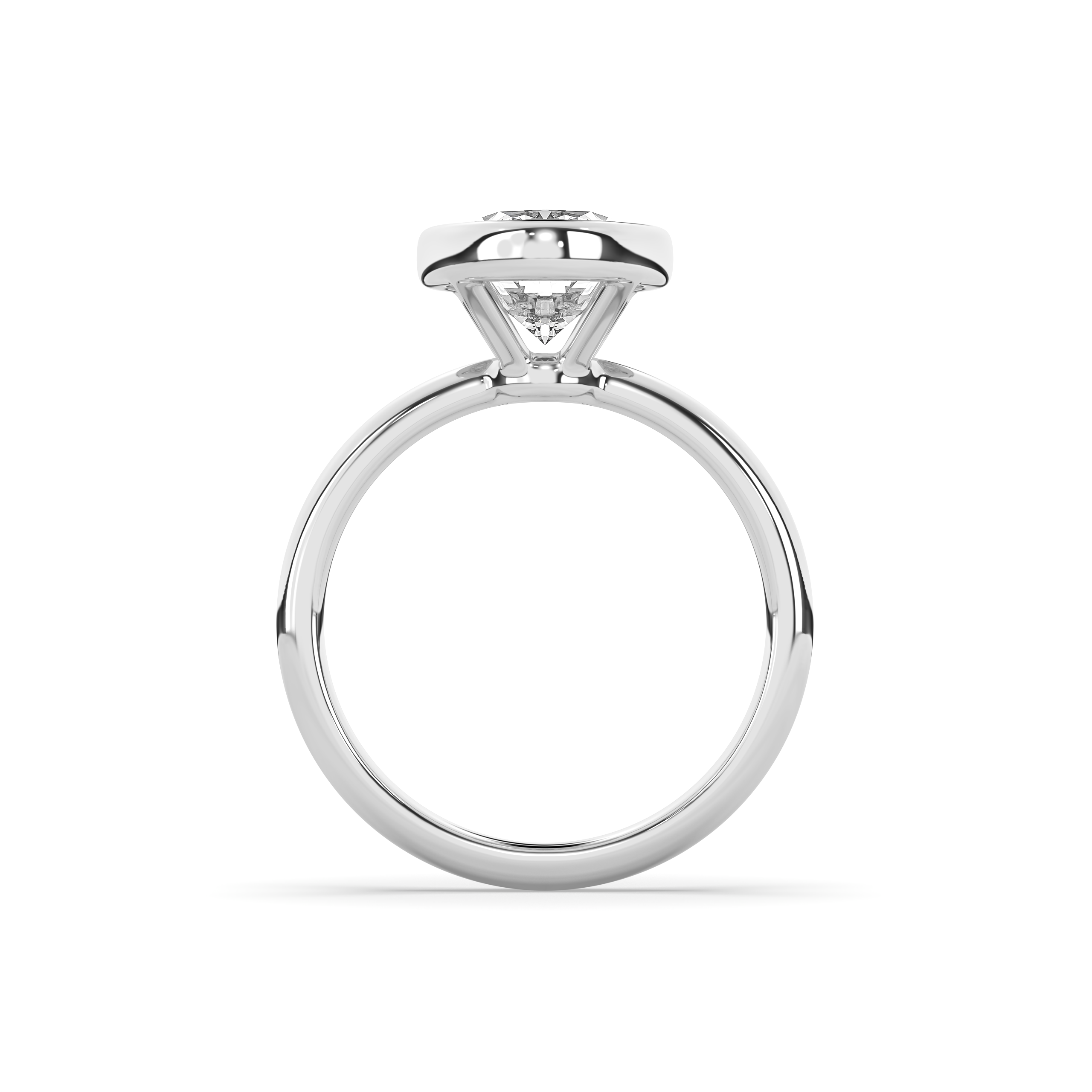product image of ALVA Bezel Oval Diamond Solitaire Ring in white gold in a white background