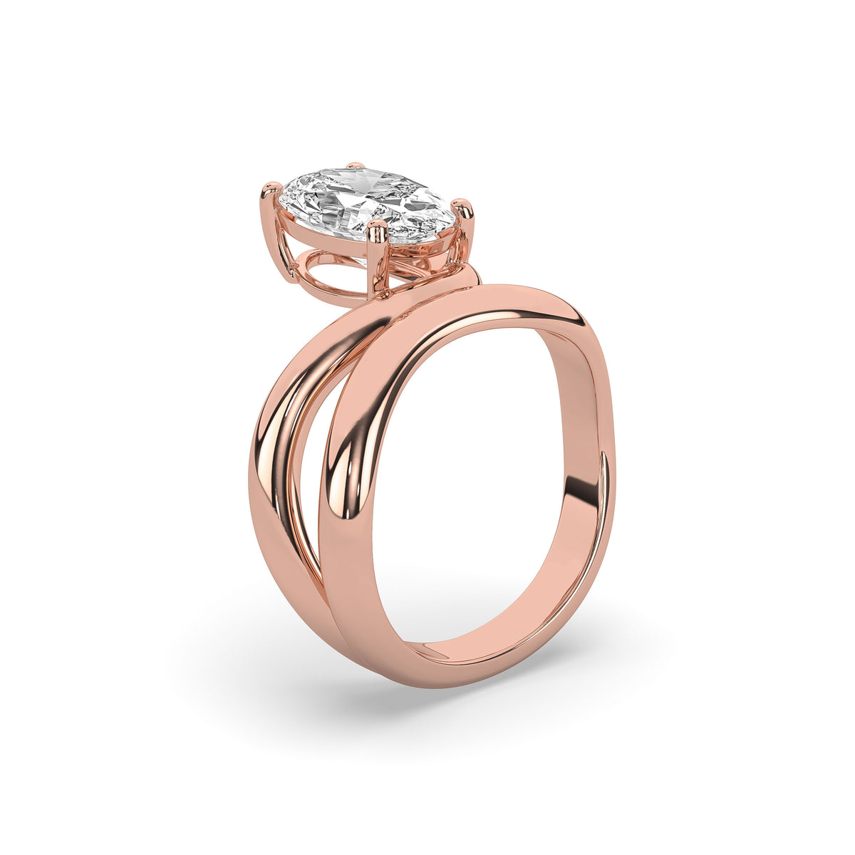 The Oval Diamond Wave Ring