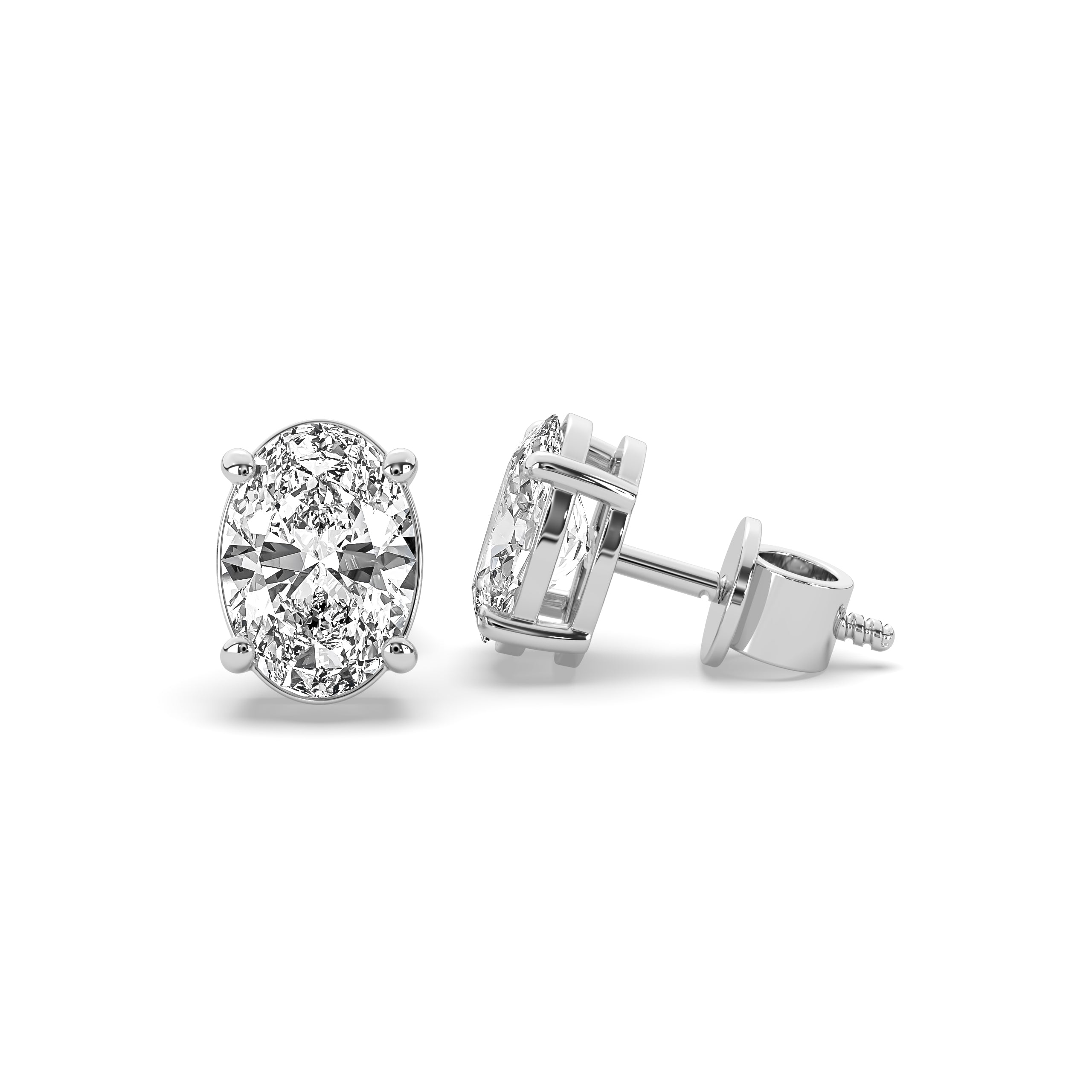 Oval Diamond Solitaire Studs