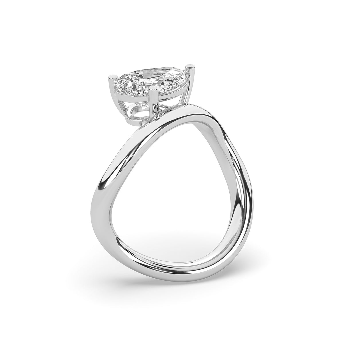 The Pear Diamond Wave Signet Ring