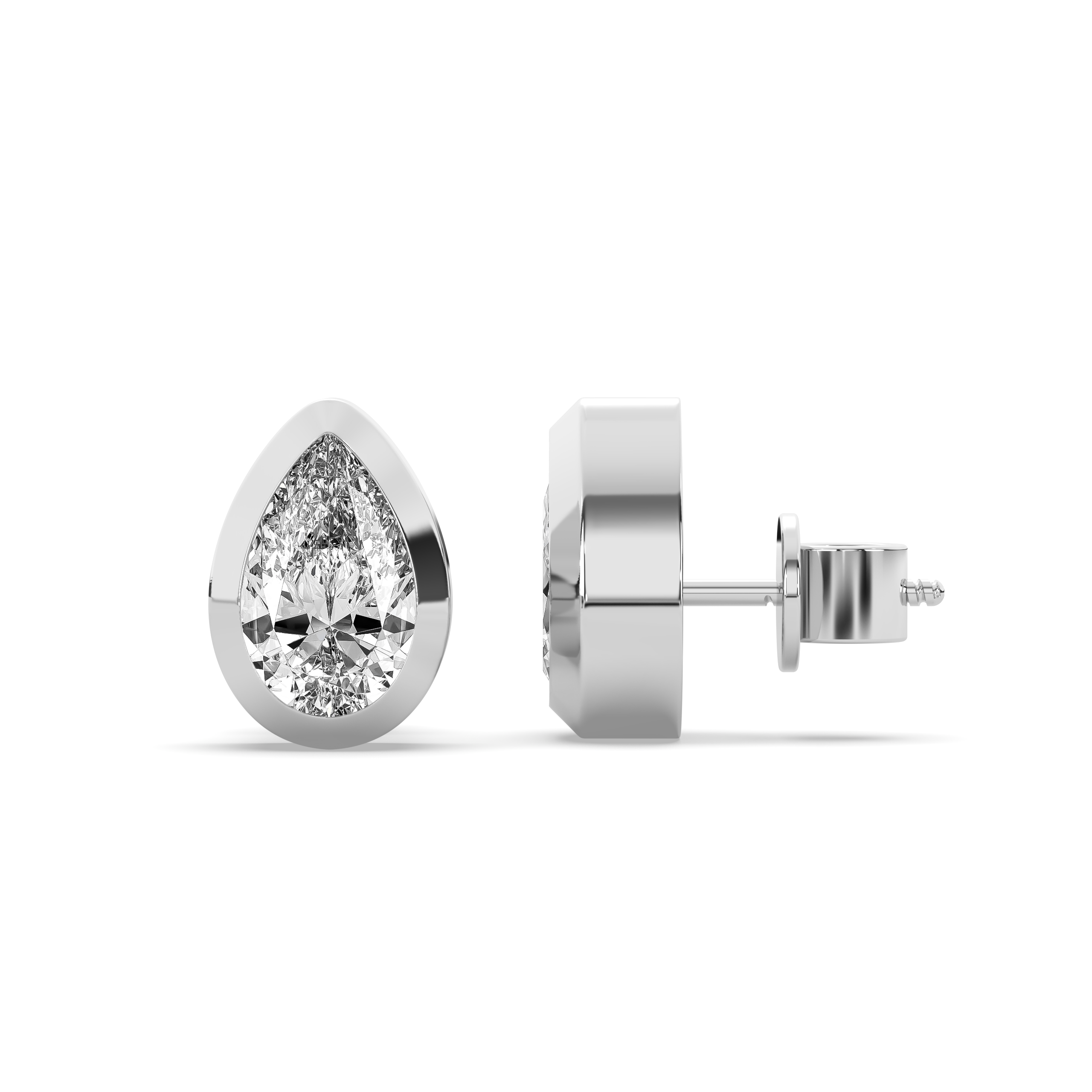 Pear Diamond Bezel Stud Earrings