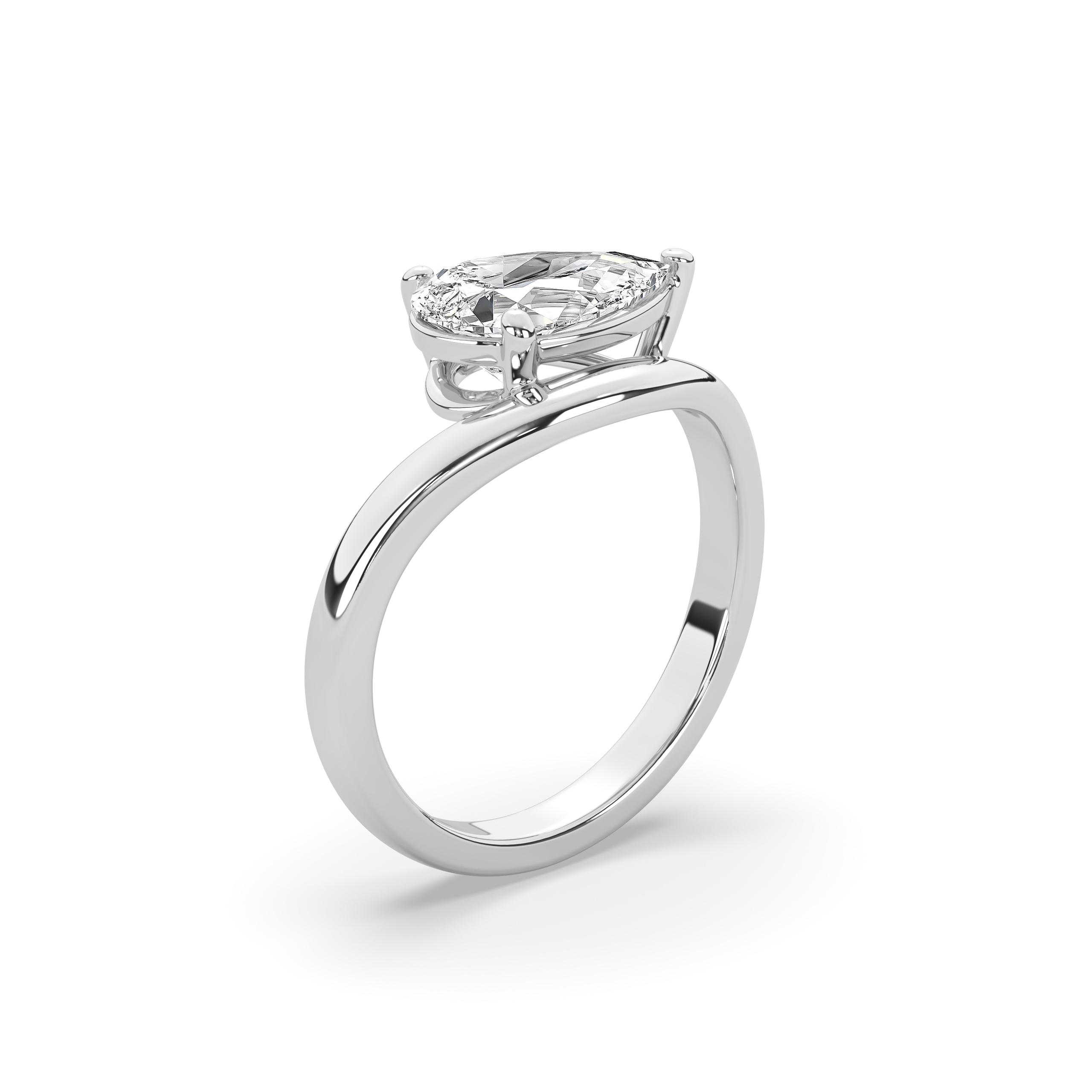 Pear Wave Solitaire Engagement Ring