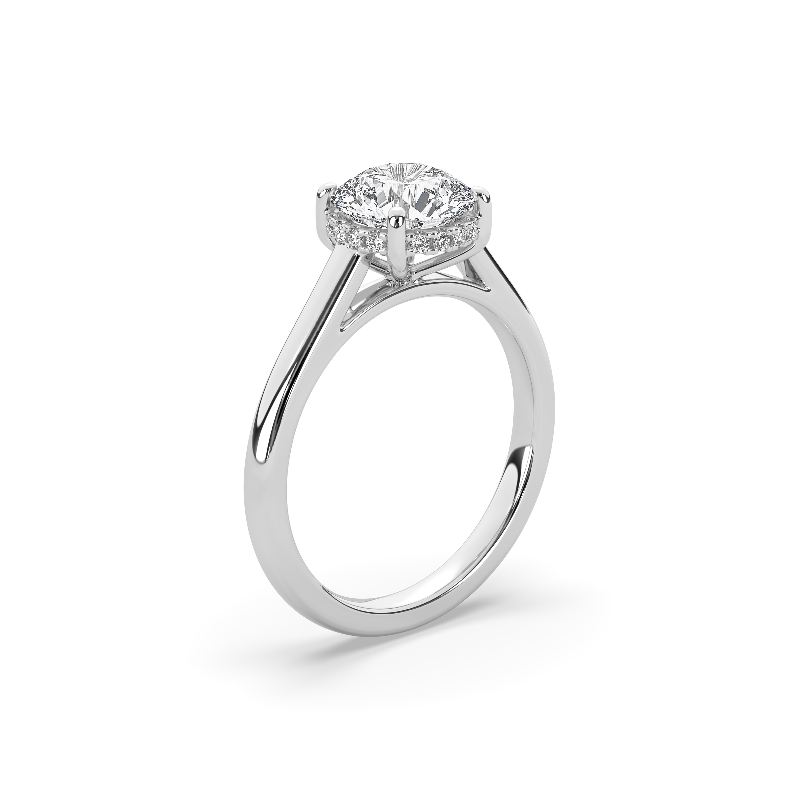 Round Cathedral Setting with Hidden Halo Engagement Ring